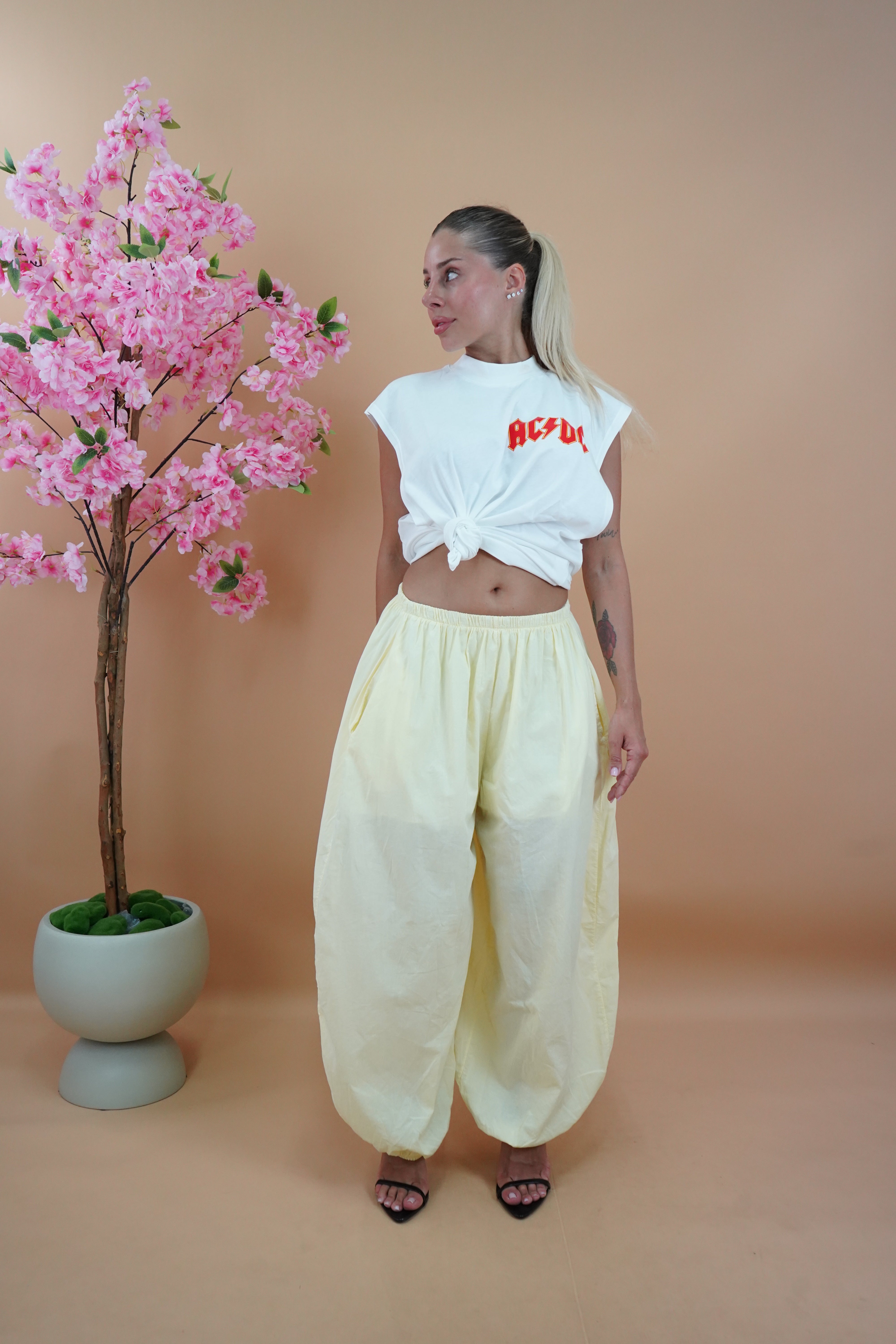 PANTALONE BALLON COTONE GIALLO