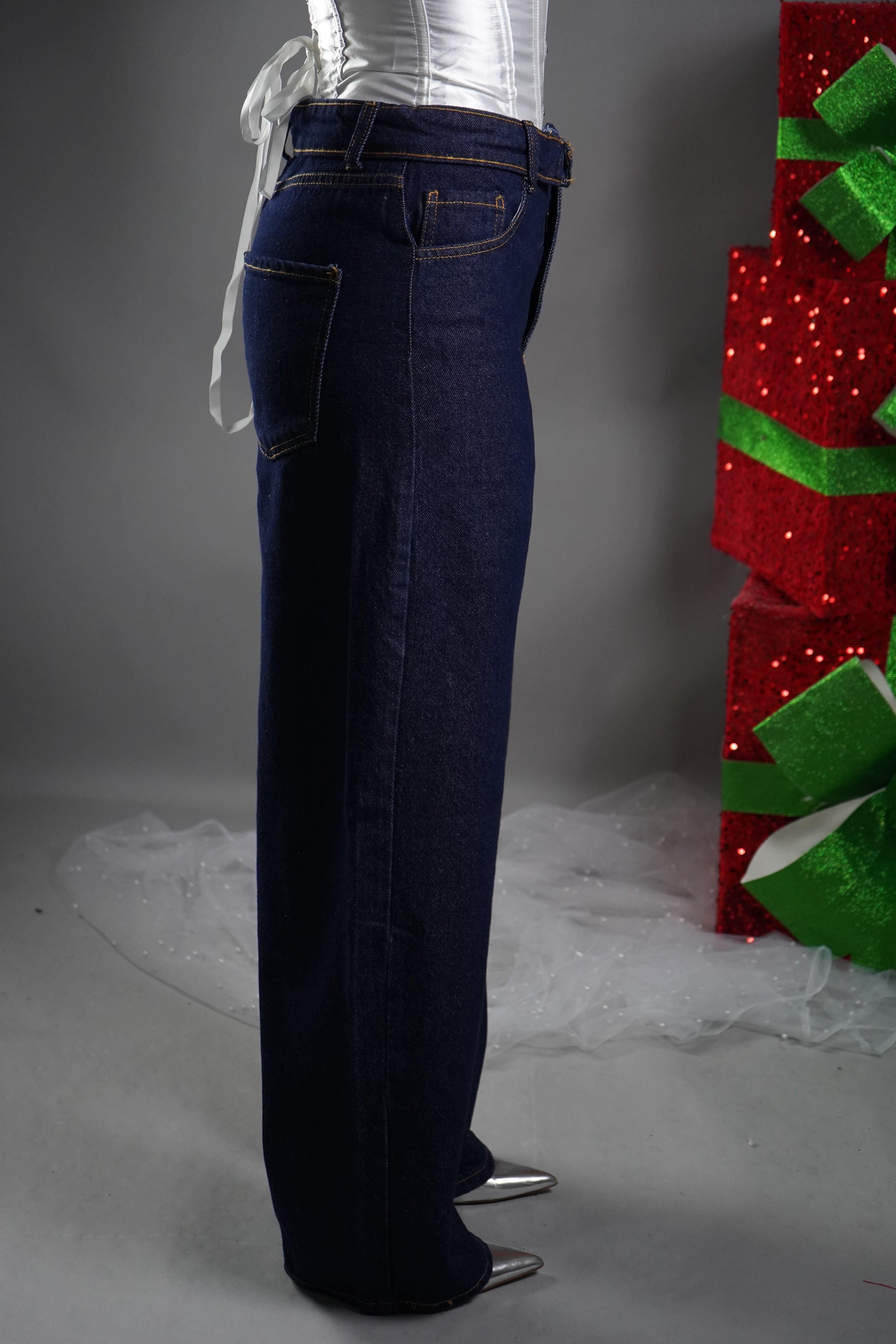 JEANS BAGGY RISVOLTO BLU SCURO