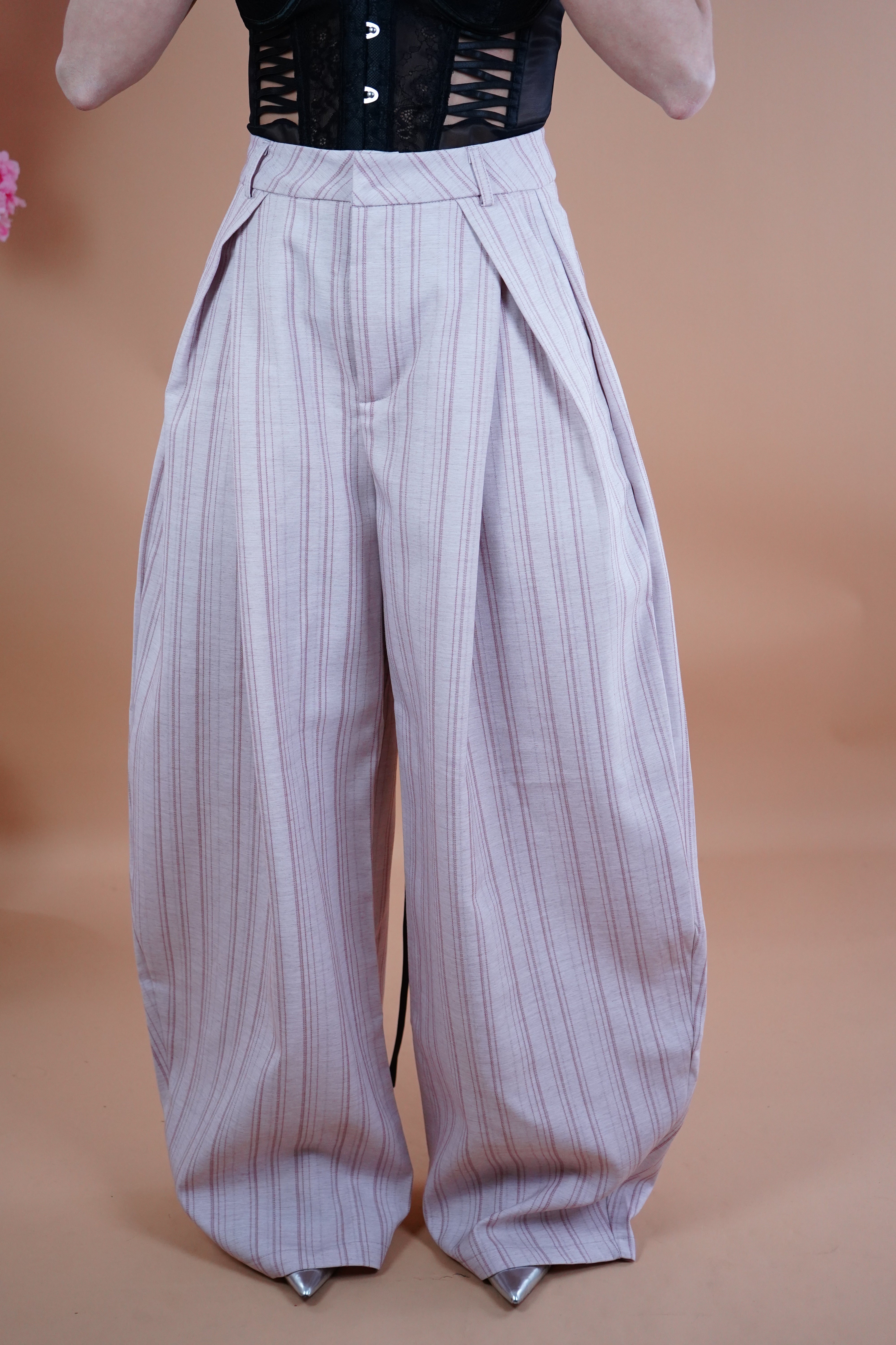 PANTALONE GESSATO BALLON ROSA