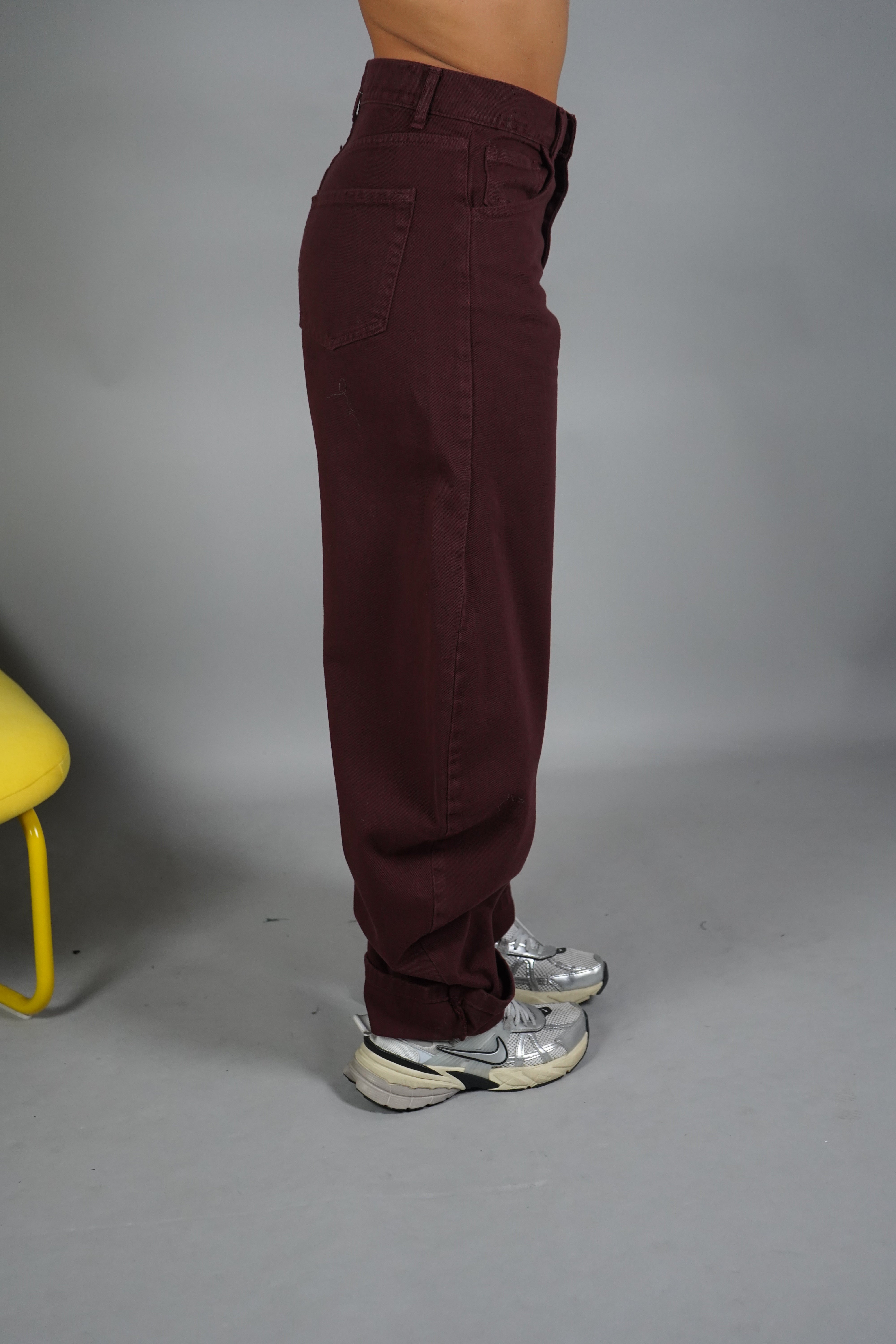 JEANS BALLON RISVOLTO BORDEAUX