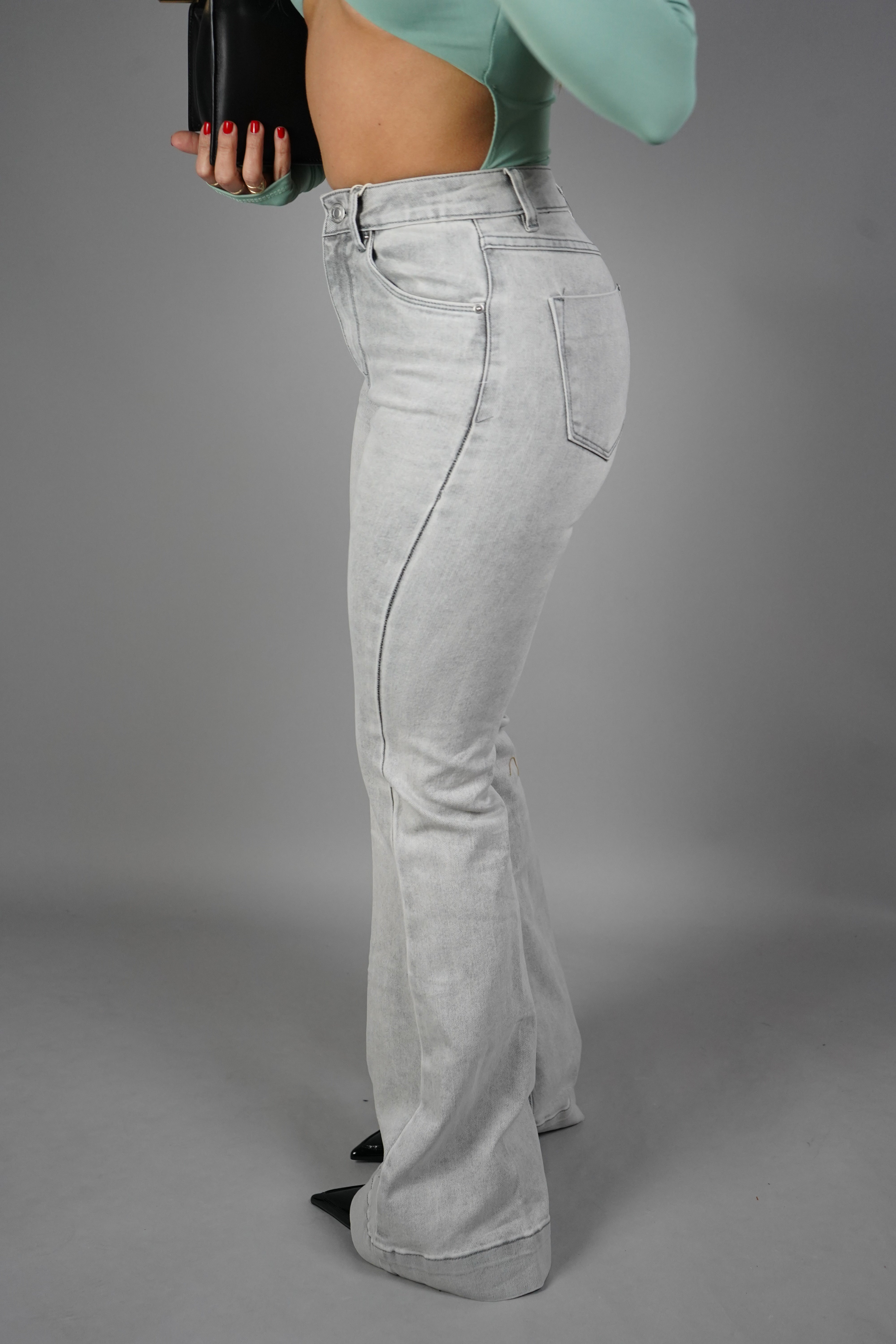 JEANS FLARE GRIGIO