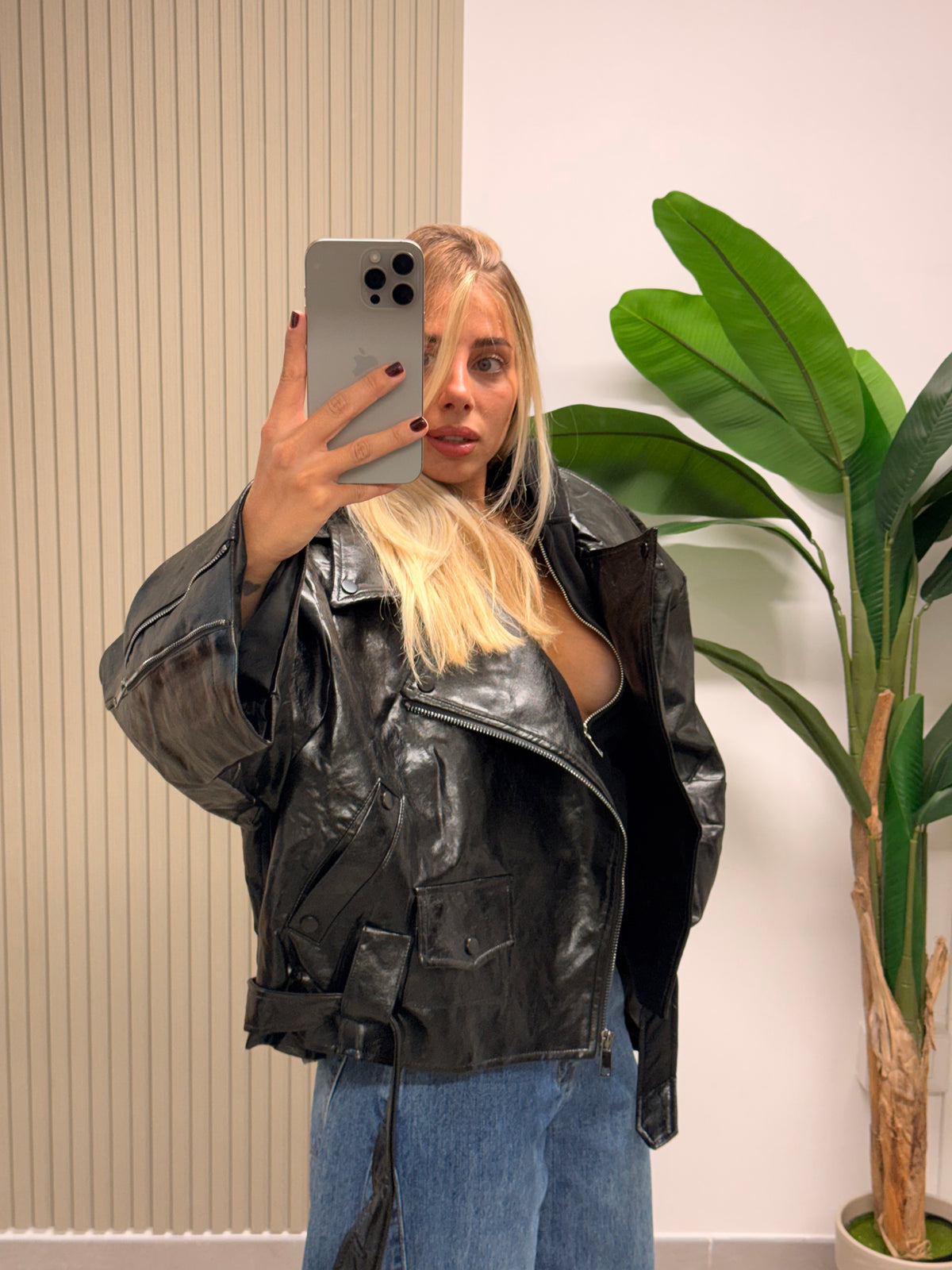 CHIODO ECOPELLE OVERSIZE MARSIGLIA NERO