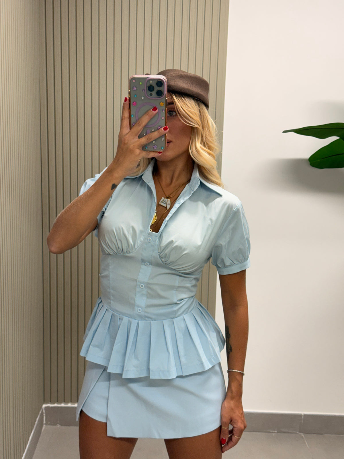 CAMICIA INCROCI AZZURRA
