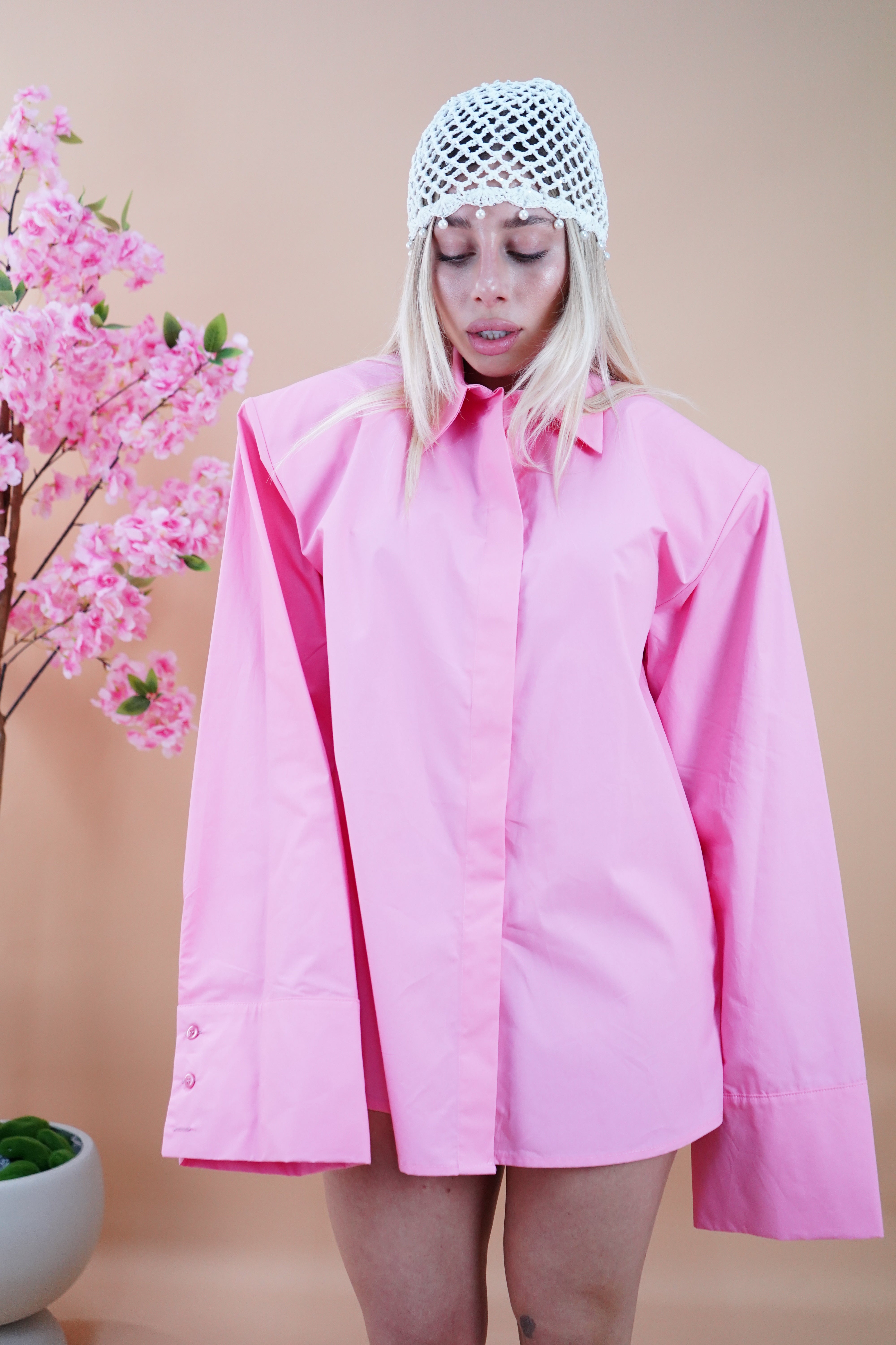MAXI CAMICIA CON SPALLINA GILDA ROSA