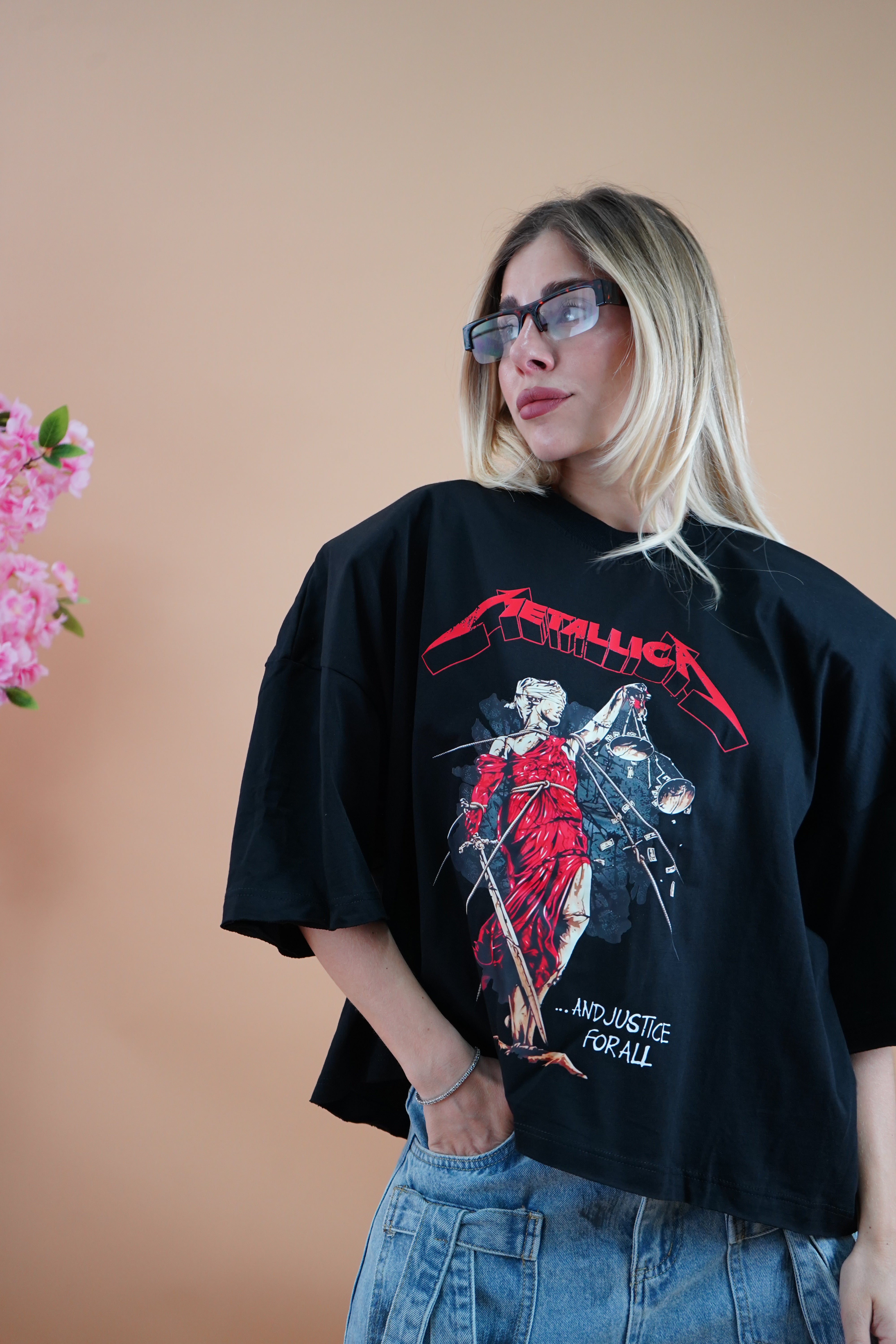 T-SHIRT ROCK BOXY METALLICA ROSSO
