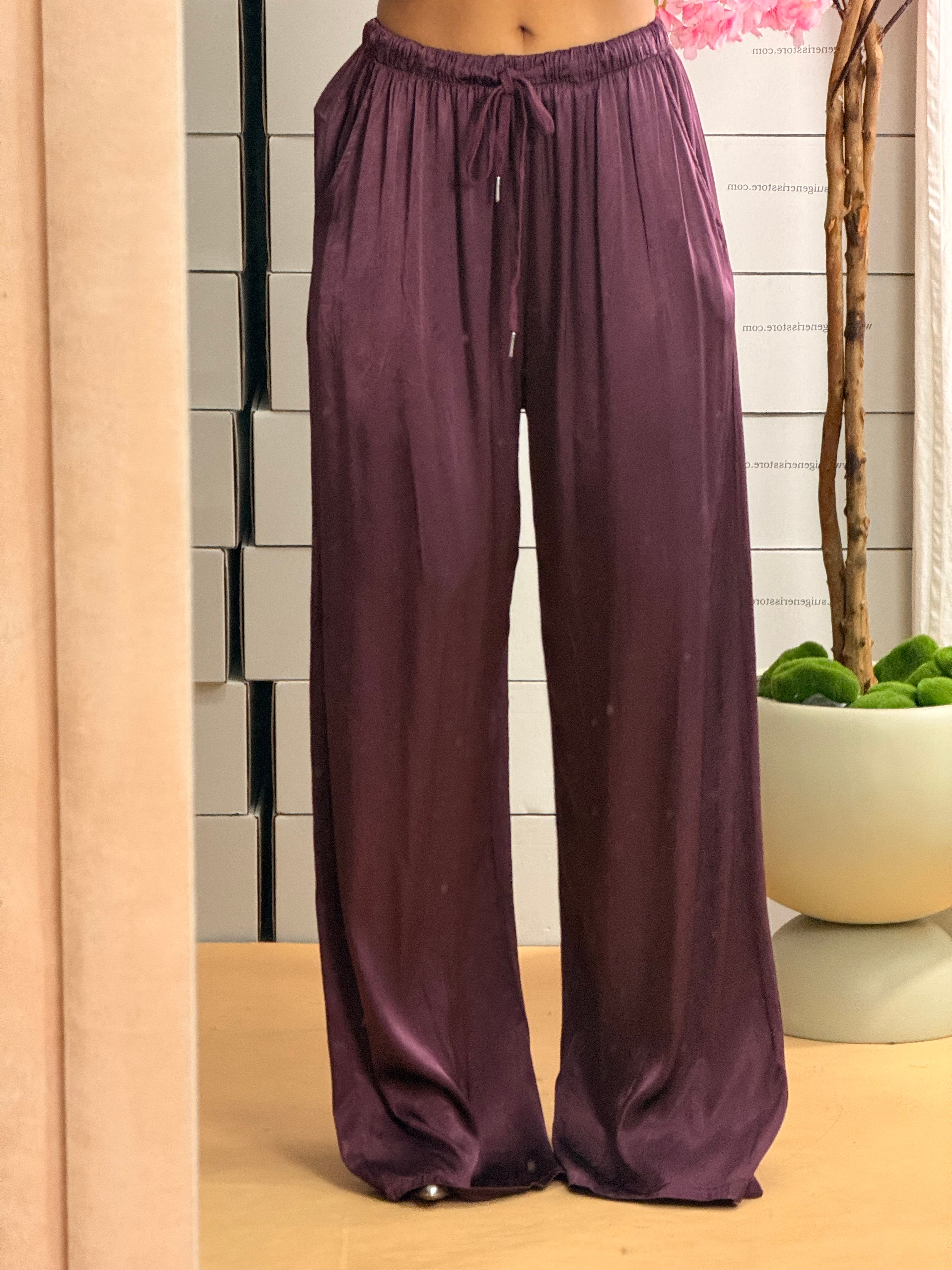 PANTALONE SATIN PRUGNA