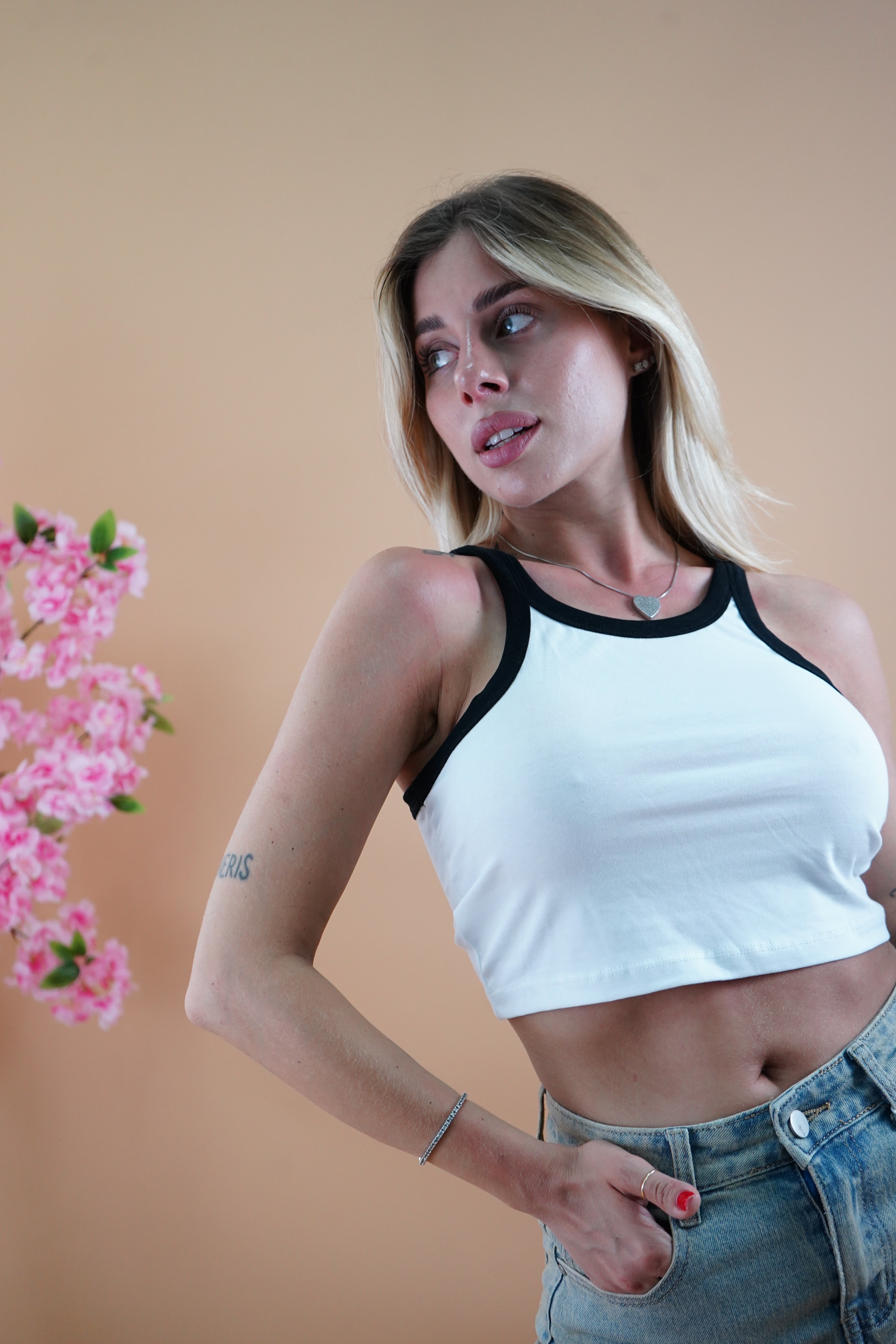 TOP BICOLORE BIANCO
