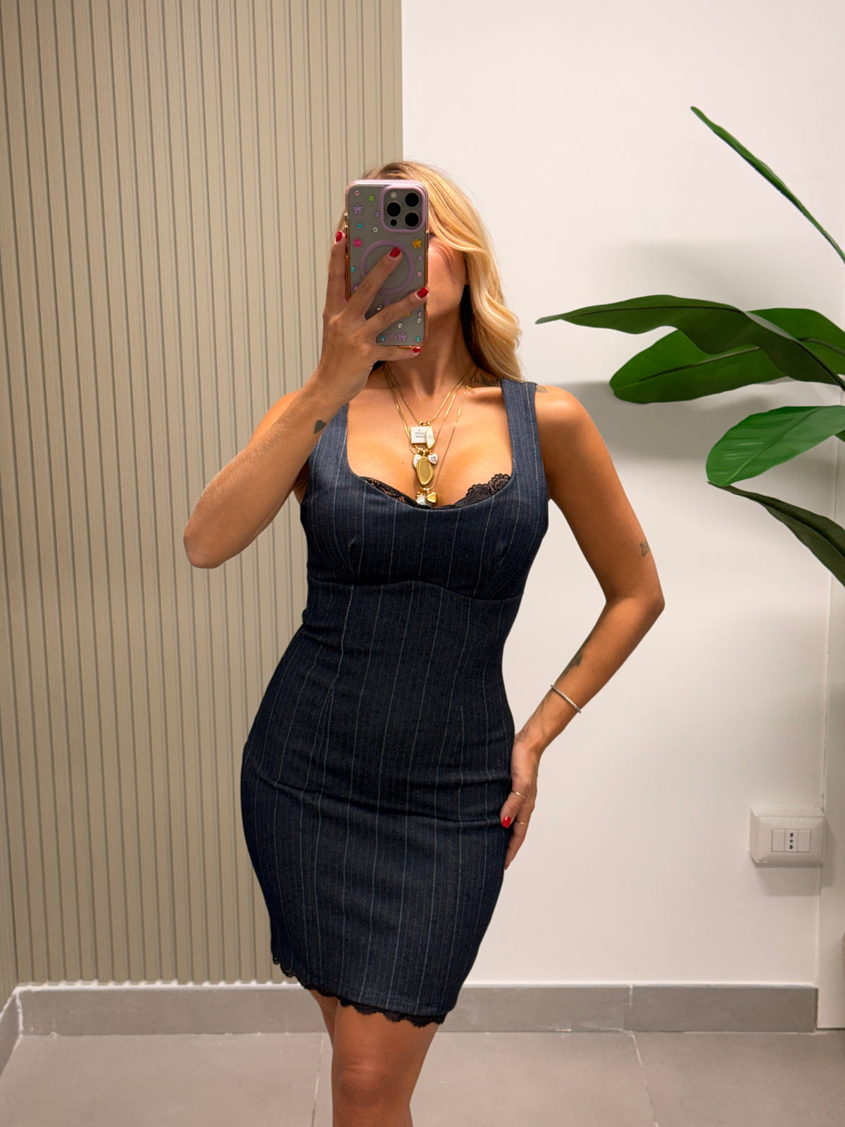 MINI DRESS DENIM GESSATO