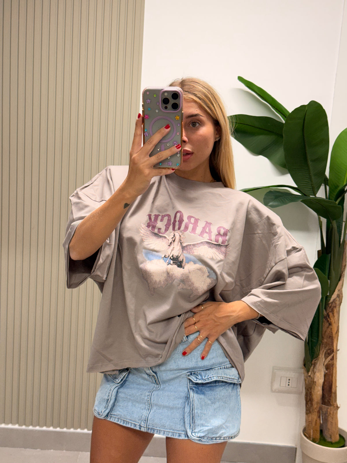 T-SHIRT BOXY UNICORNO FANGO
