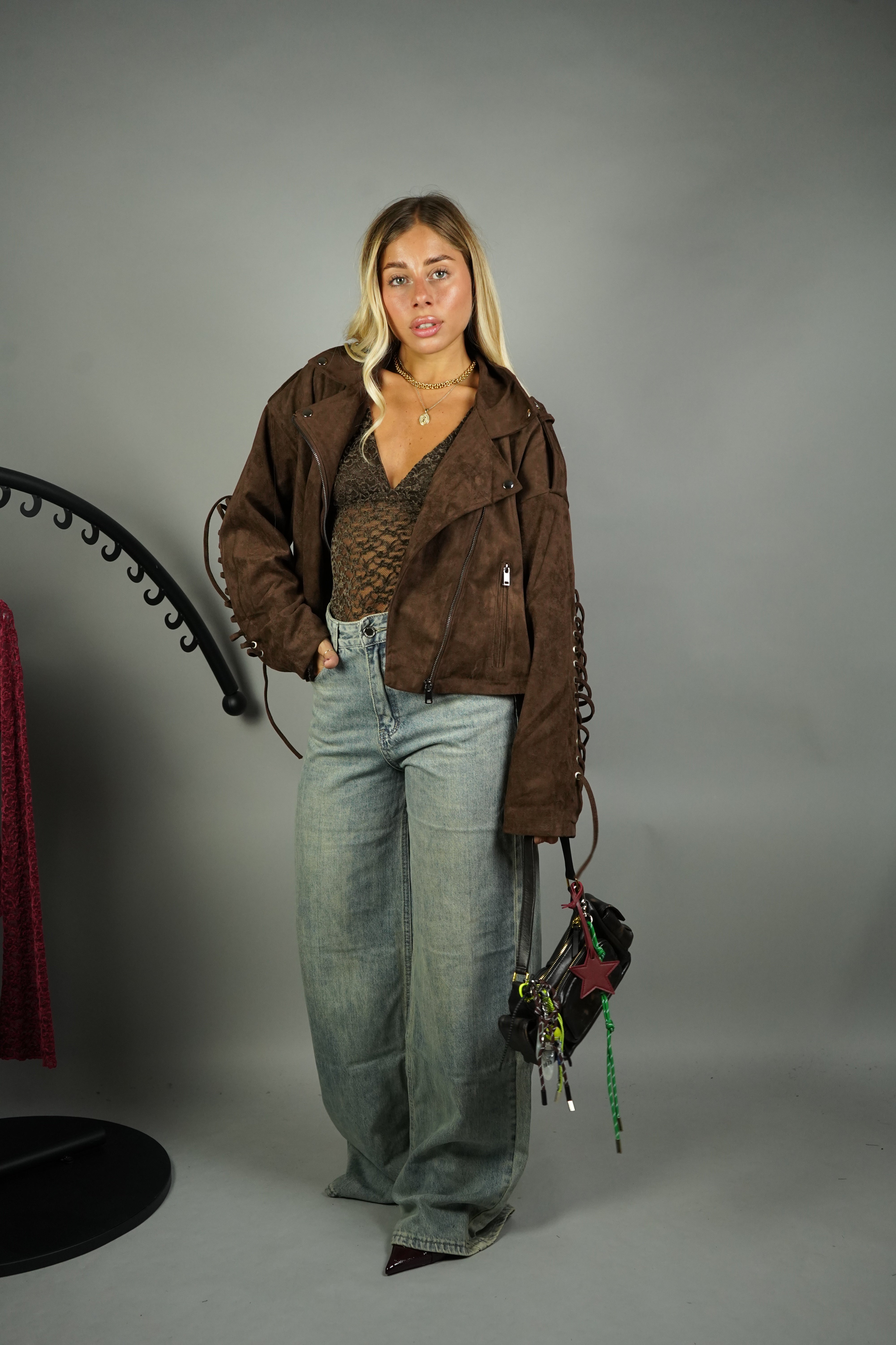 JEANS WIDE LEG SABBIA