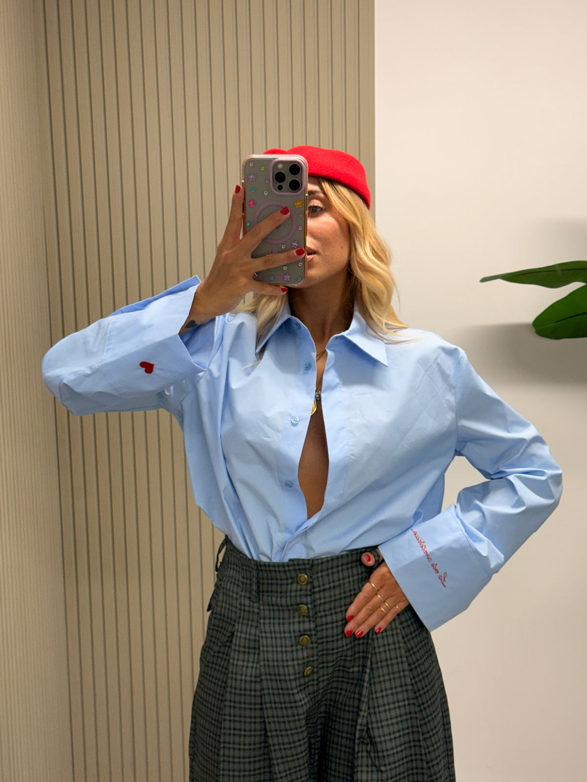 CAMICIA “la vie continue” AZZURRA