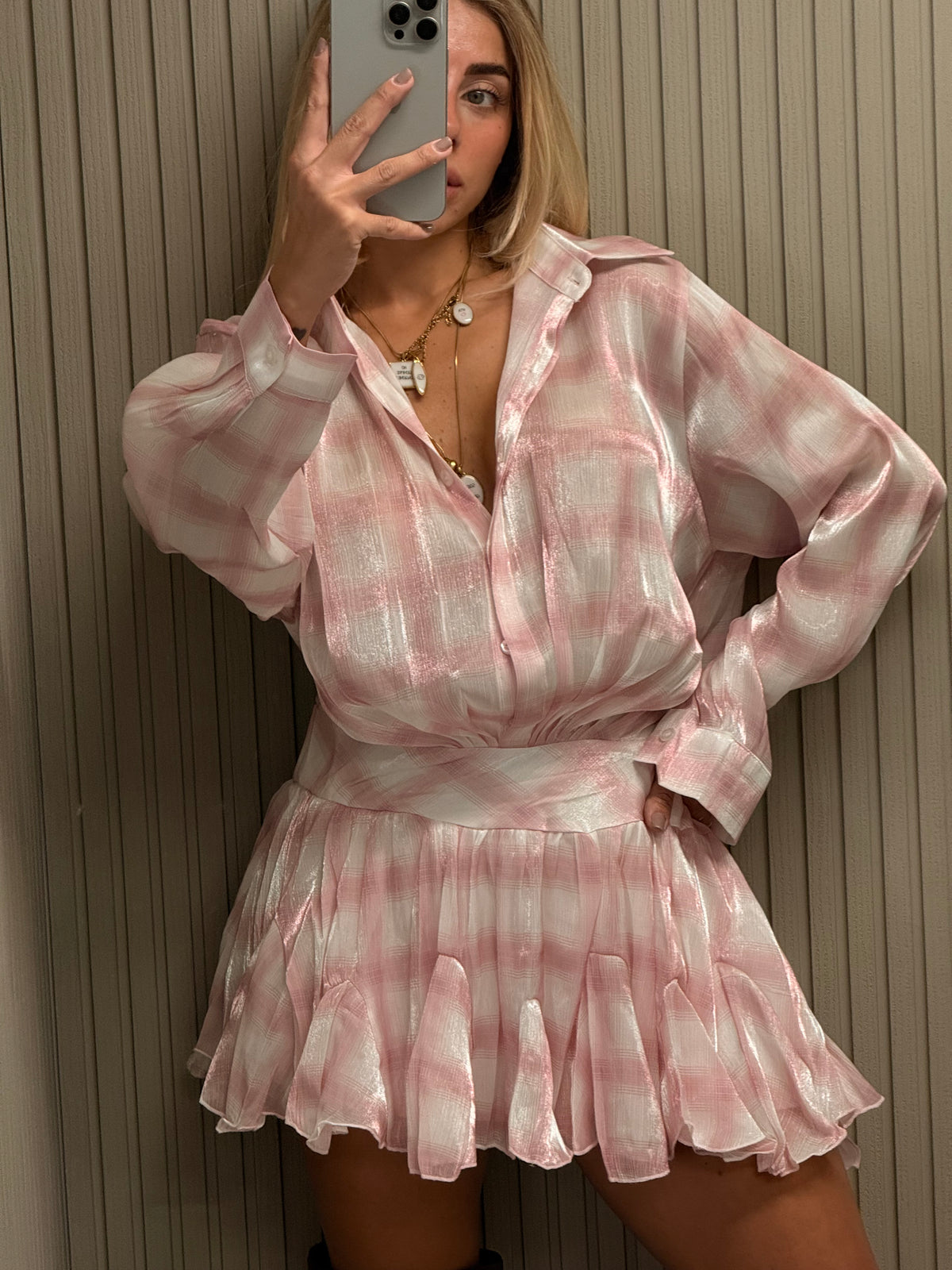 MINI DRESS QUADRETTI ROSA