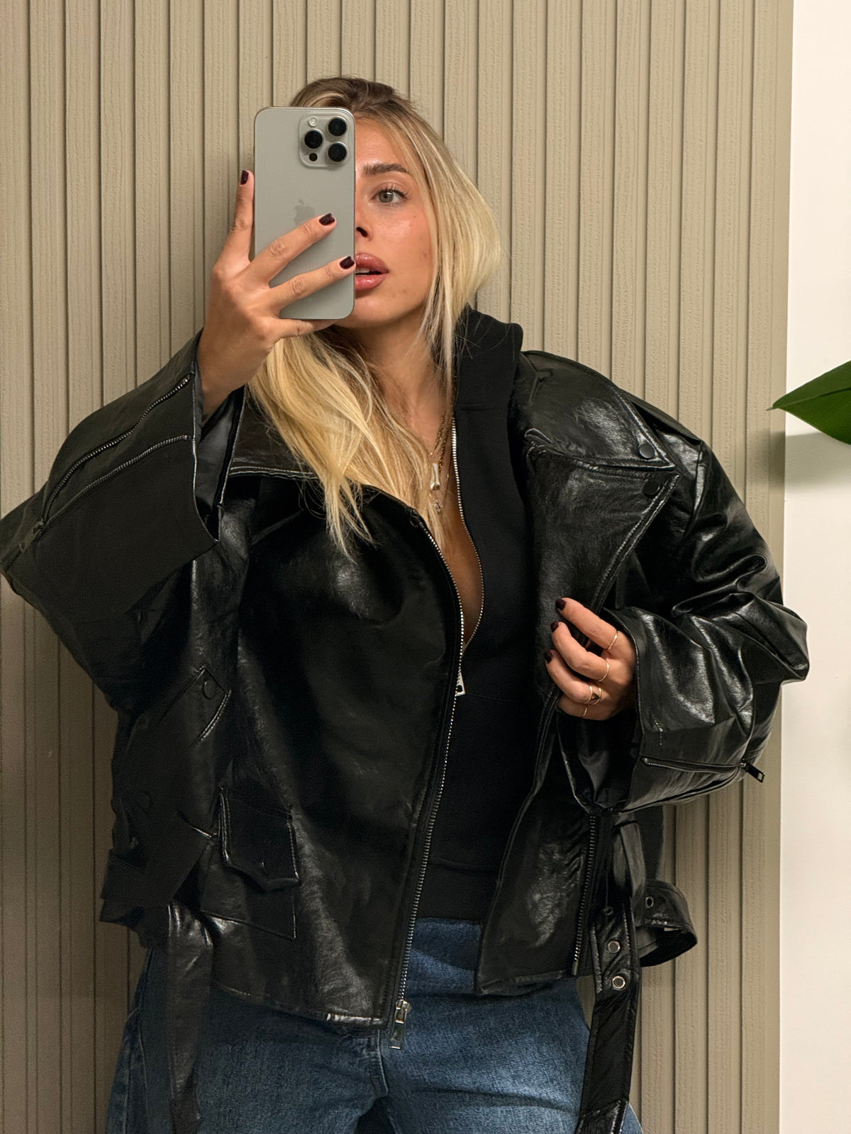 CHIODO ECOPELLE OVERSIZE MARSIGLIA NERO