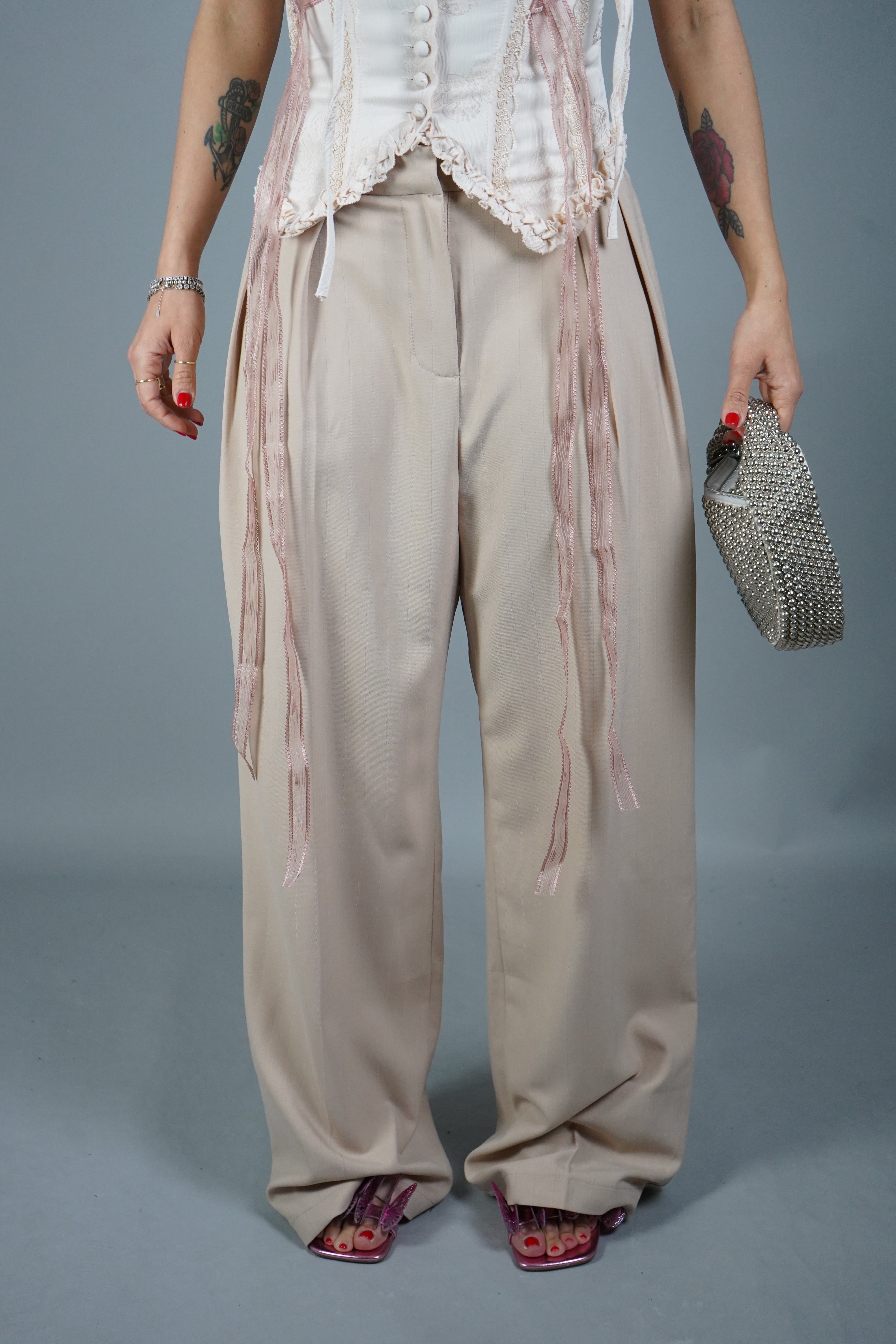 PANTALONE GESSATO BEIGE