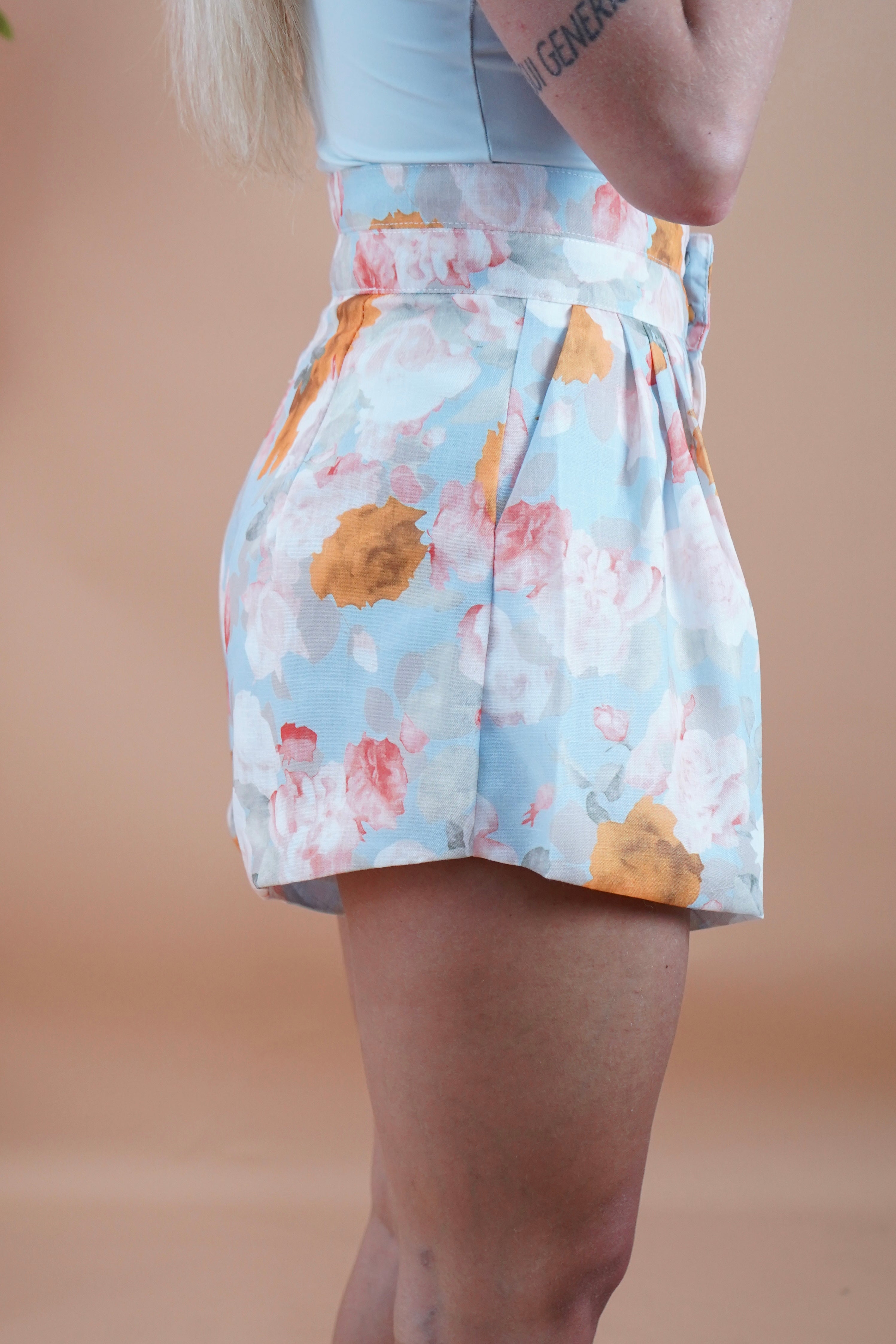 MINI SHORTS FIORI AZZURRO
