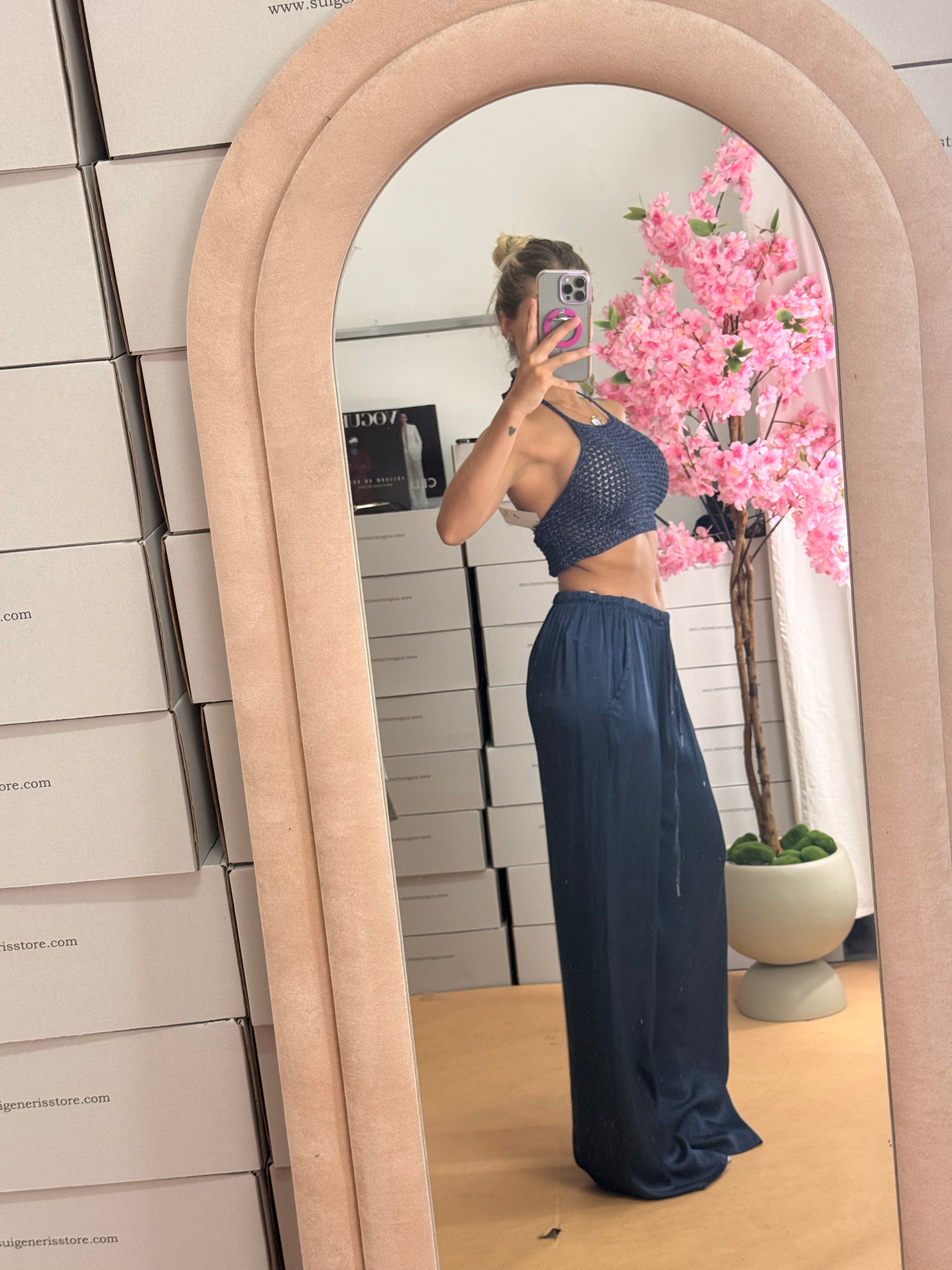 PANTALONE SATIN BLU