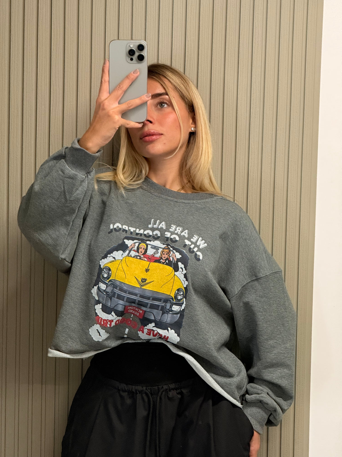 FELPA CROP JUST GIRL GRIGIO CHIARO
