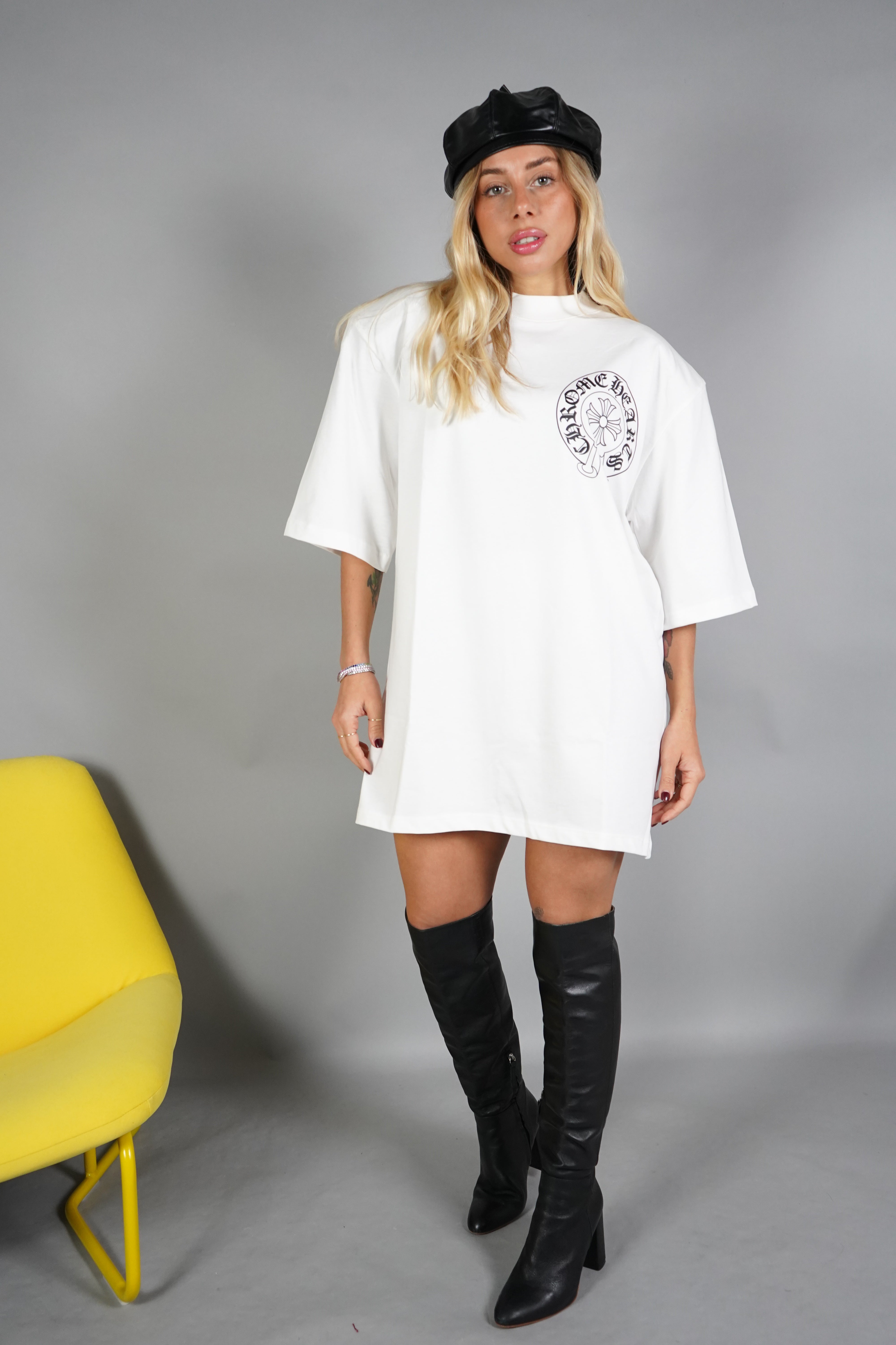 MAXI T-SHIRT CHROME BIANCA/NERA