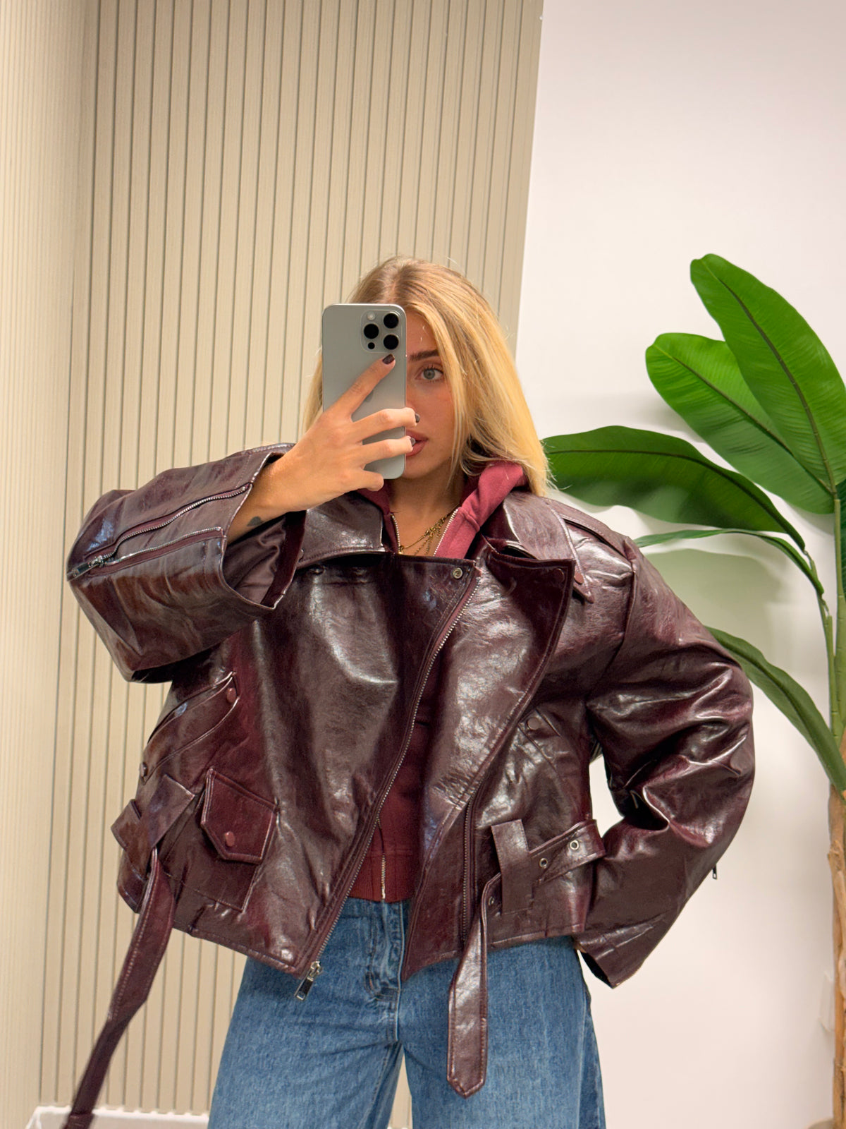 CHIODO ECOPELLE OVERSIZE MARSIGLIA BURGUNDY