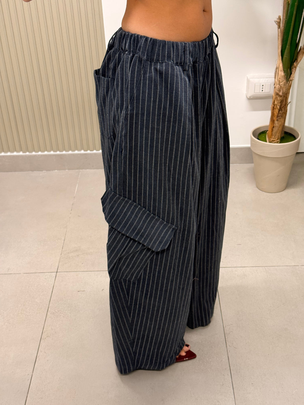PANTALONE CARGO GESSATO BLU