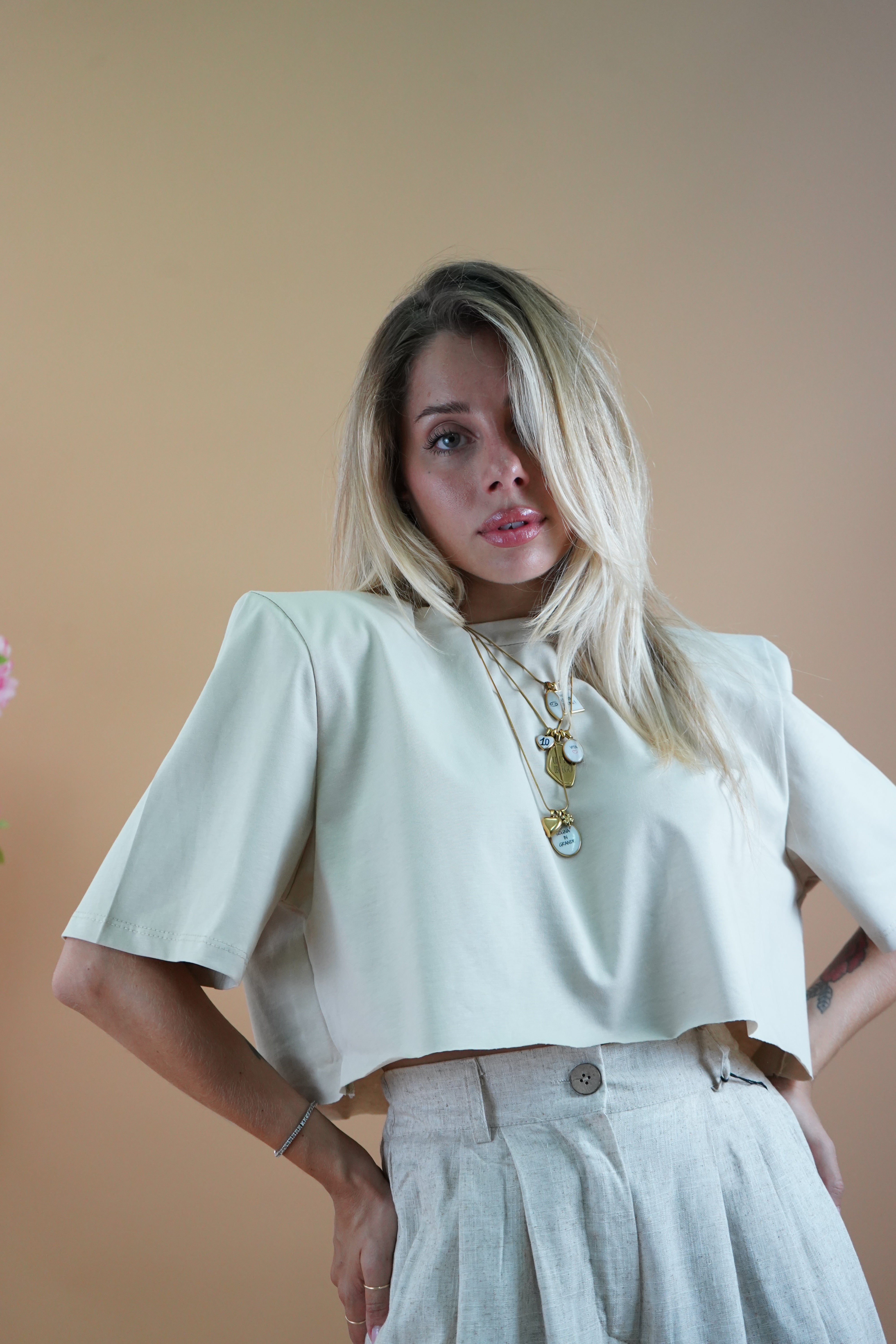 T-SHIRT CROP BEIGE