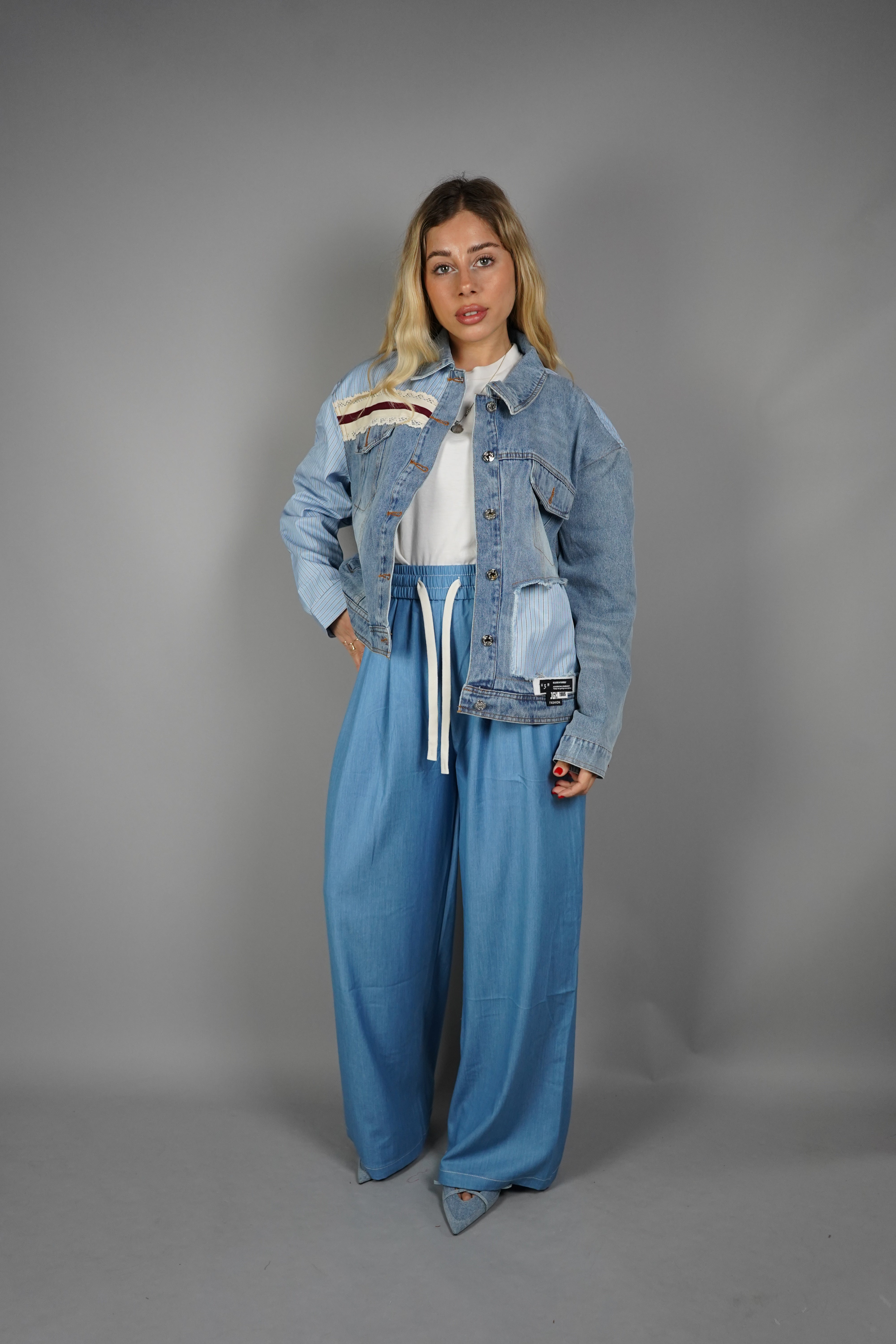 PANTALONE SOFT EFFETTO DENIM CHIARO