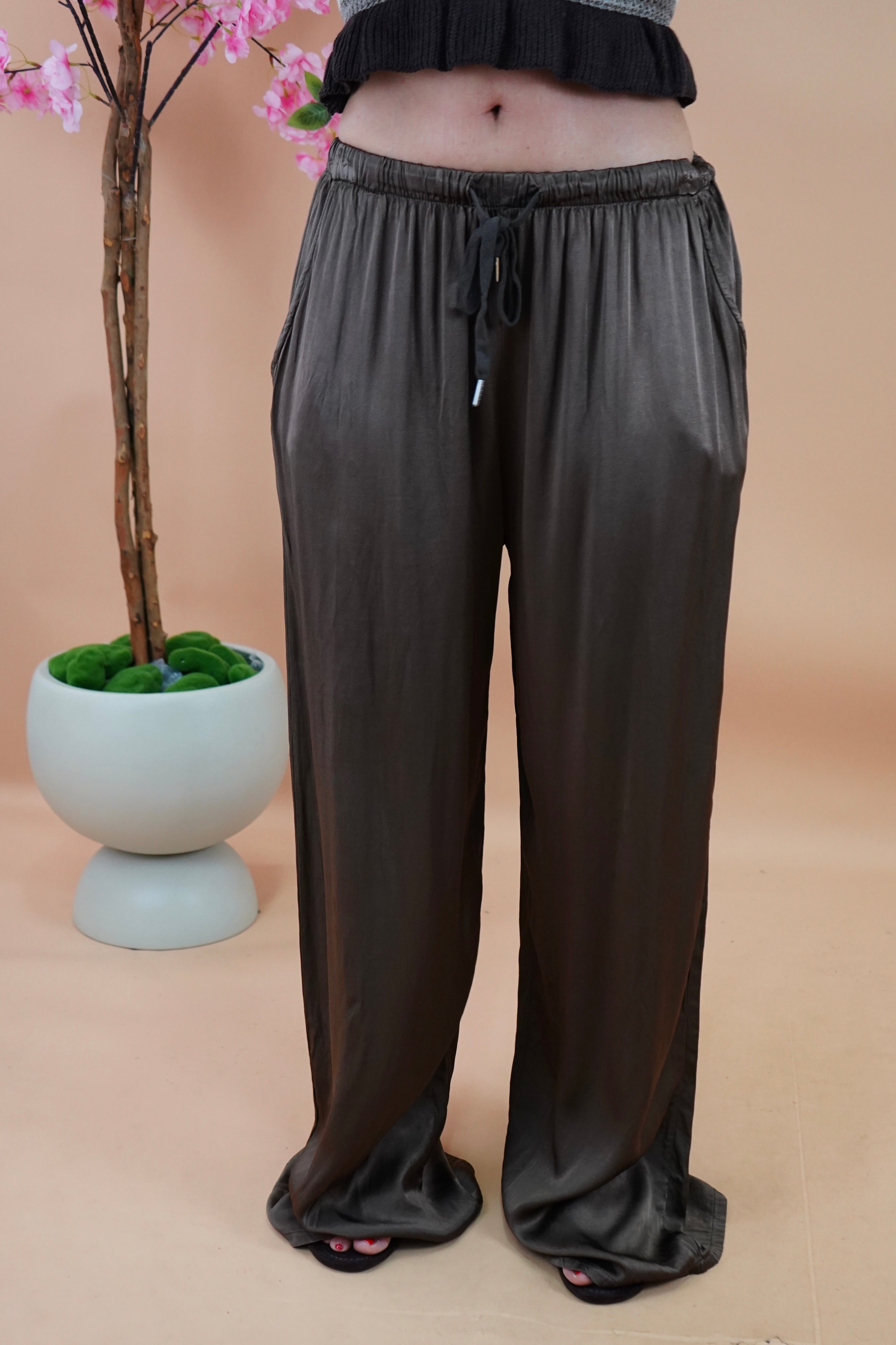 PANTALONE SATIN MARRONE