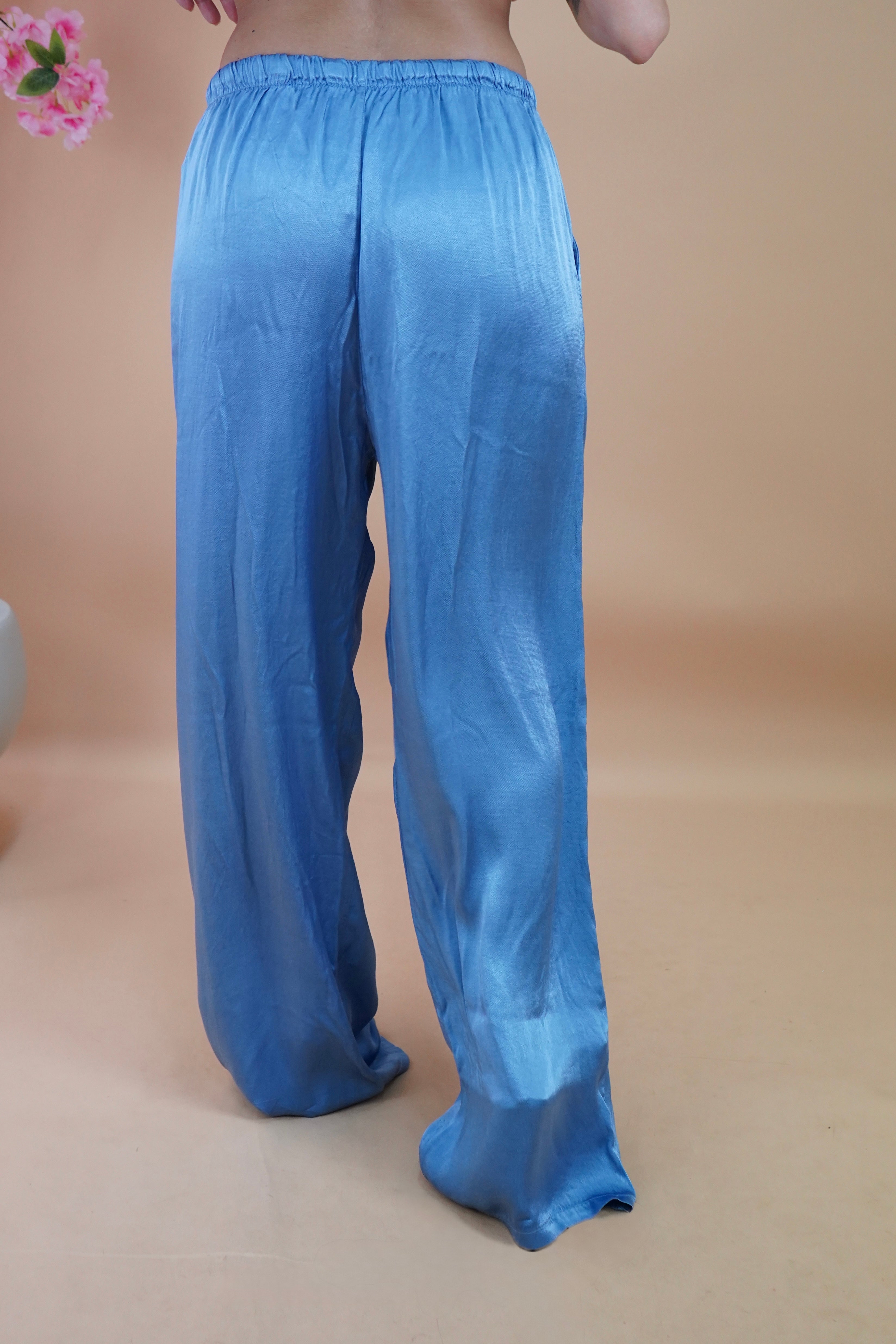 PANTALONE IN RASO INDACO