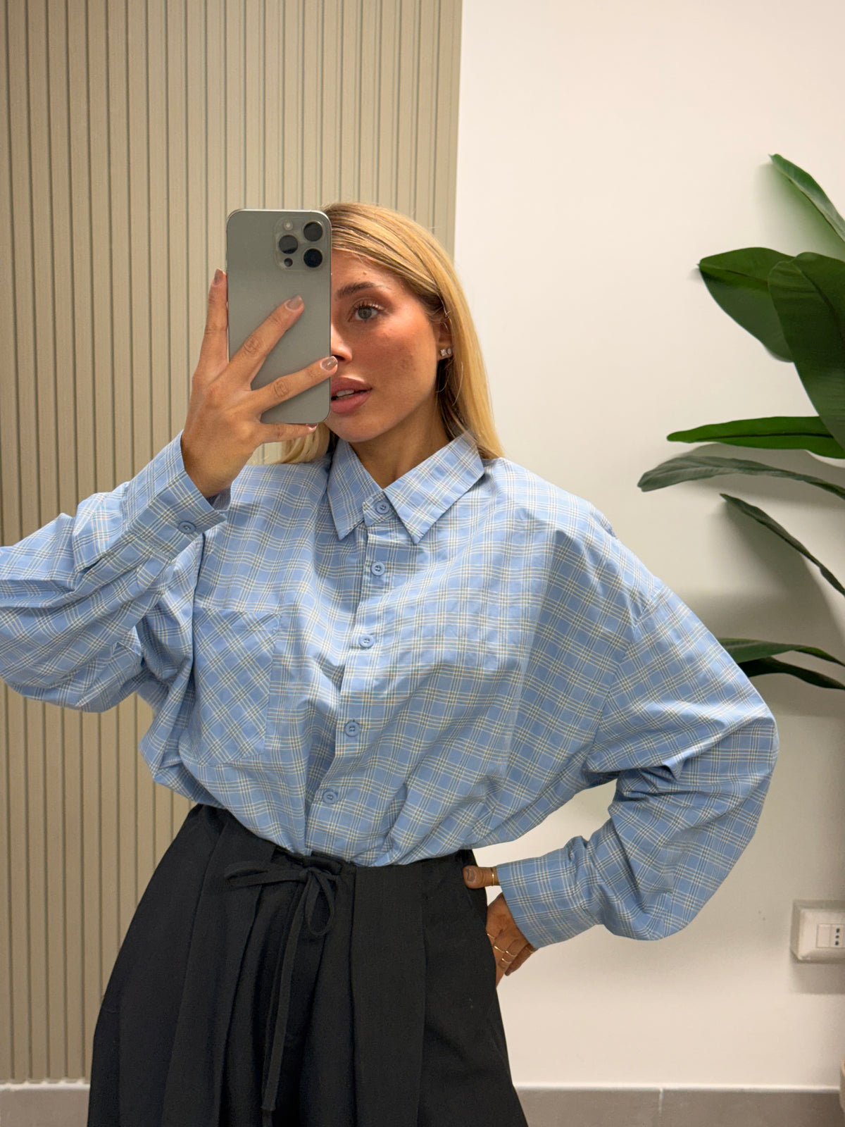 CAMICIA QUADRETTI AZZURRA