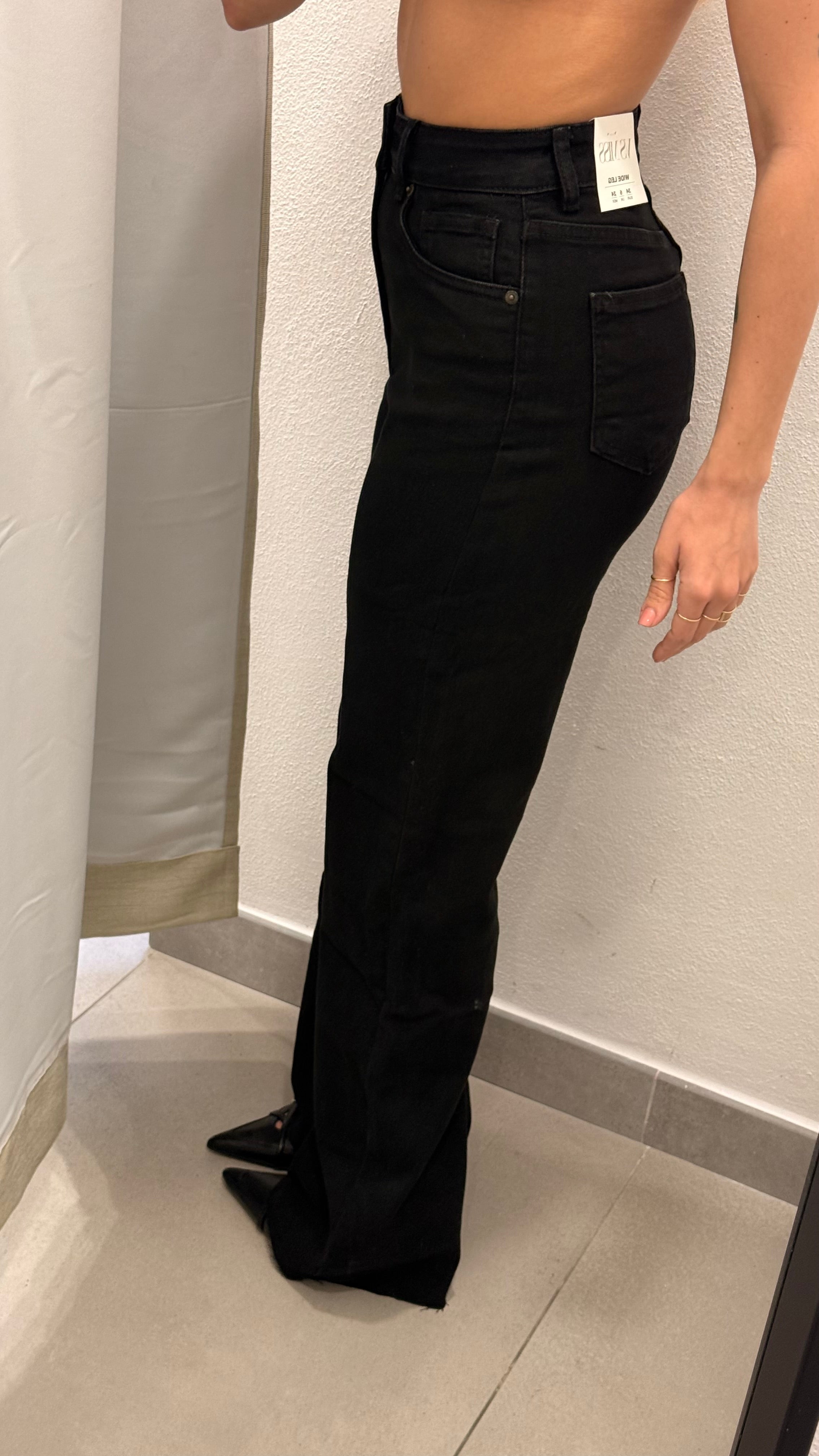 JEANS PALAZZO NERO PUSH UP
