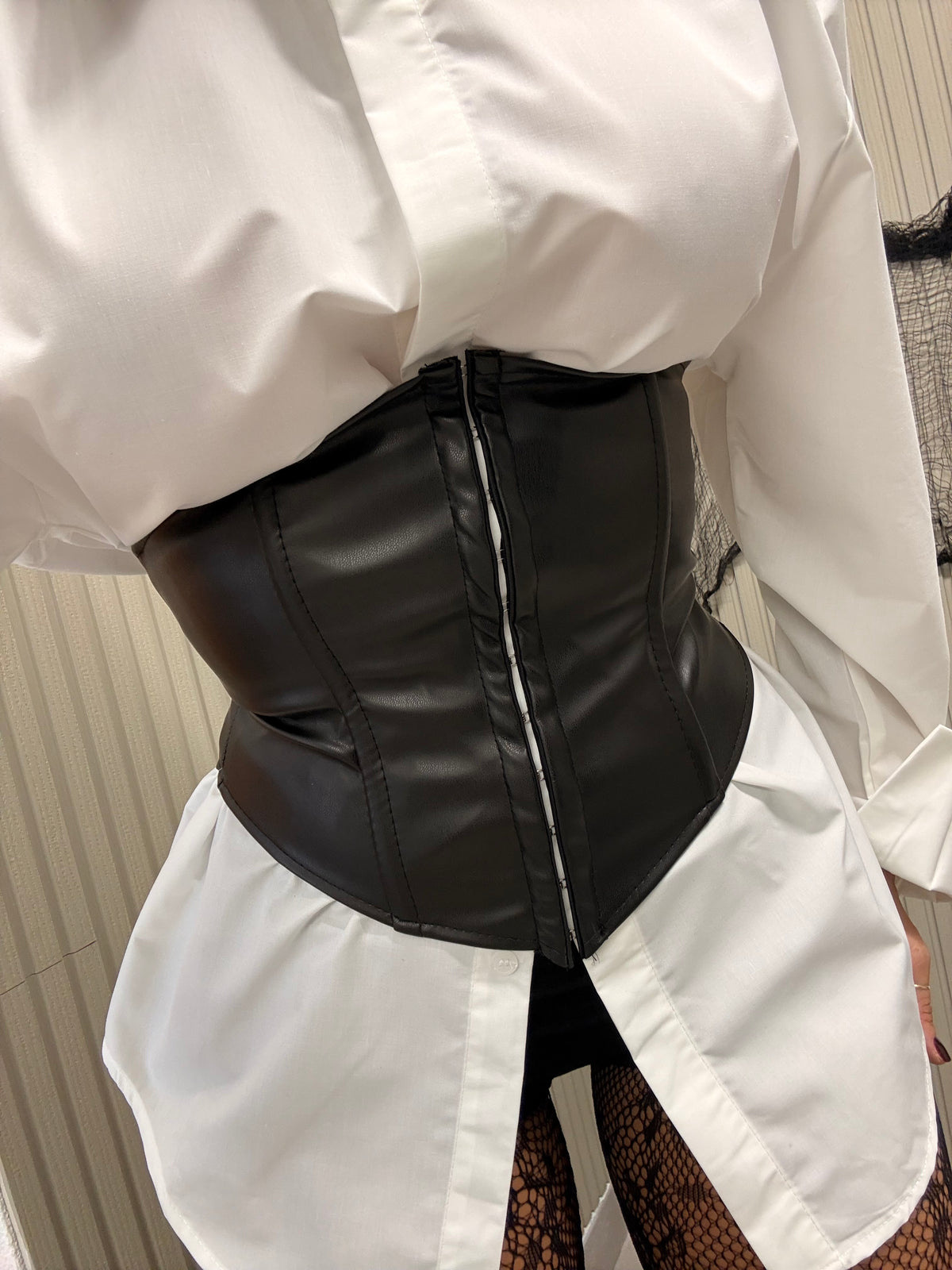 CORSETTO ECOPELLE NERO