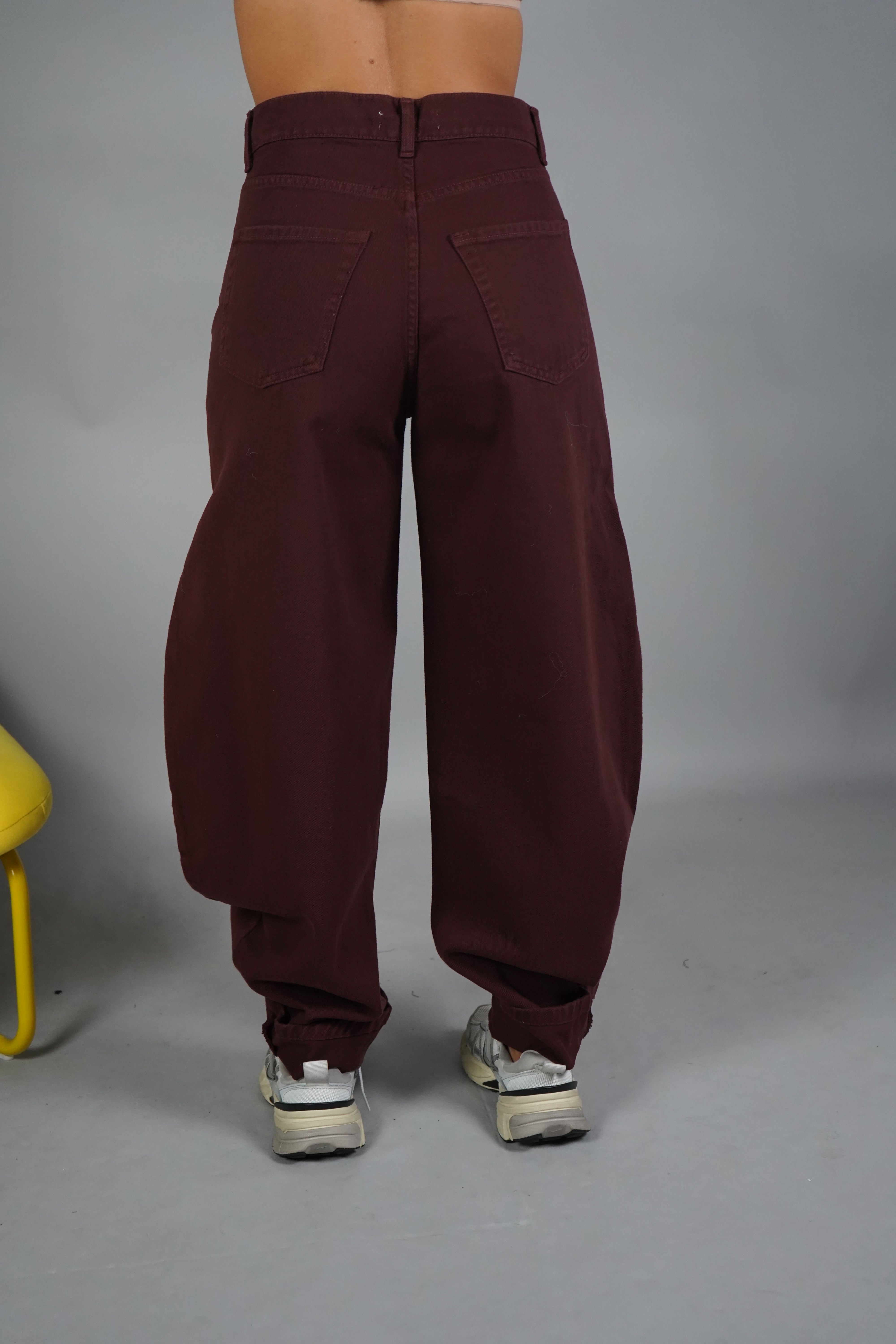 JEANS BALLON RISVOLTO BORDEAUX