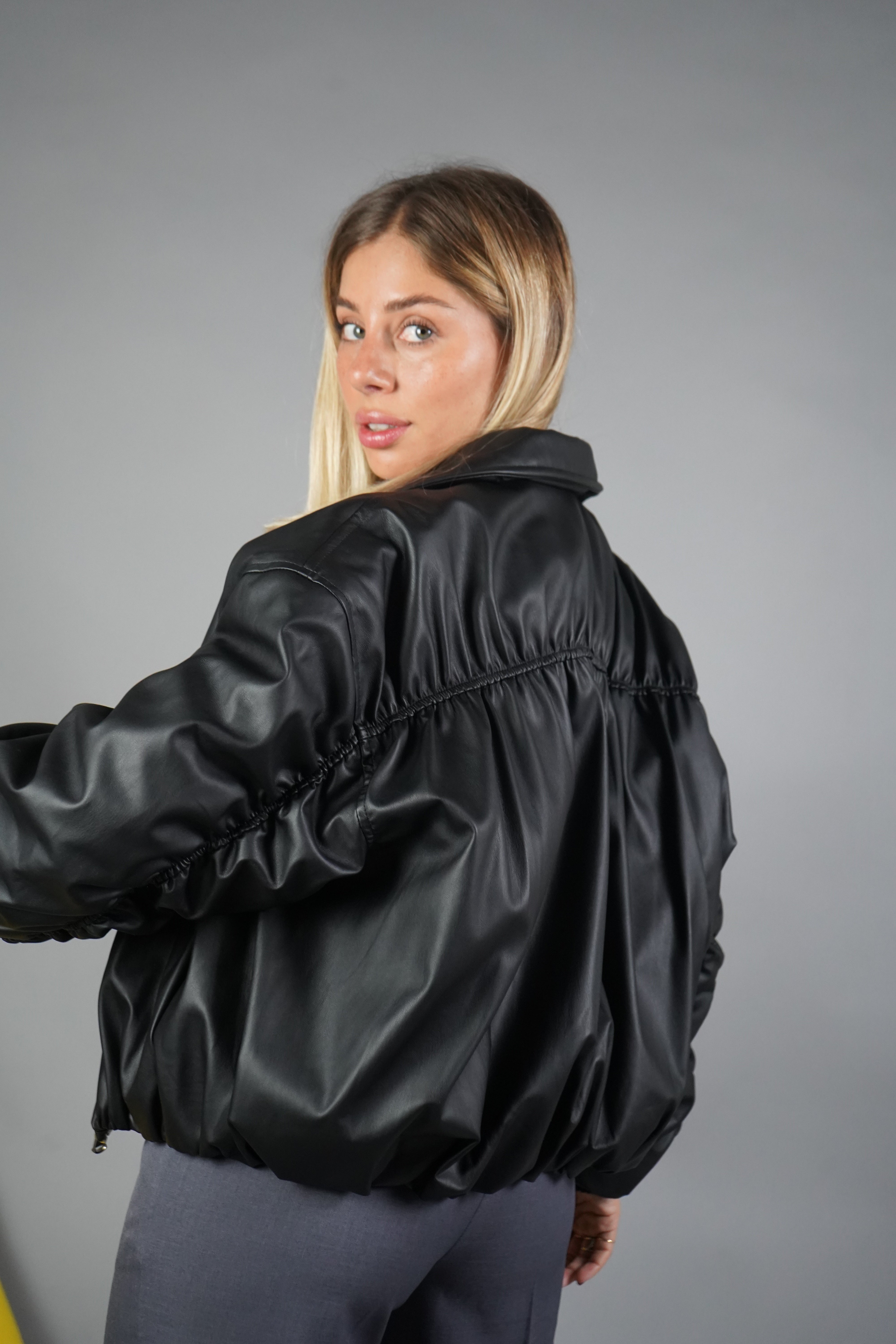 BOMBER ECOPELLE LUMINA NERO