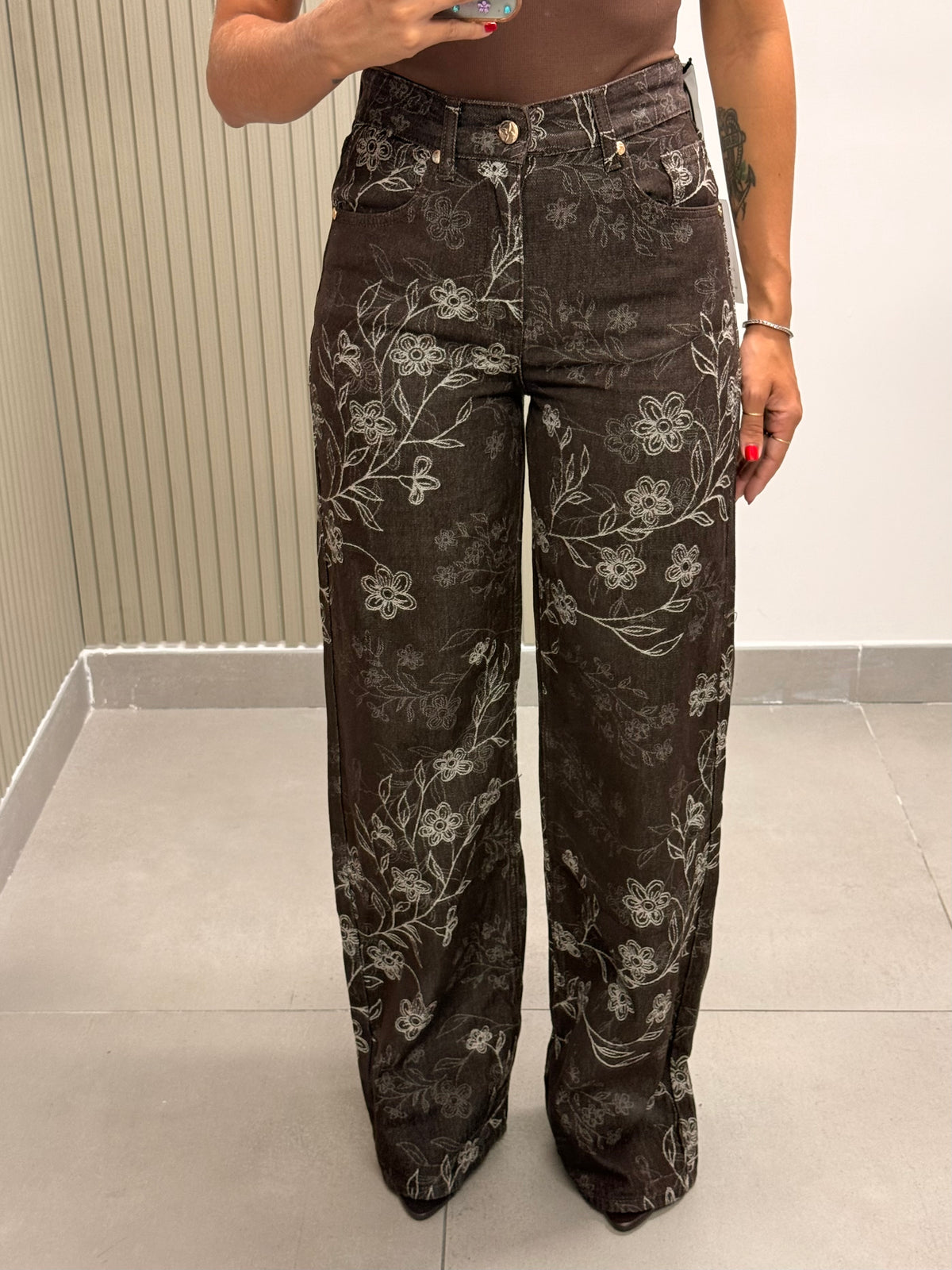 JEANS FIORI MARRONE