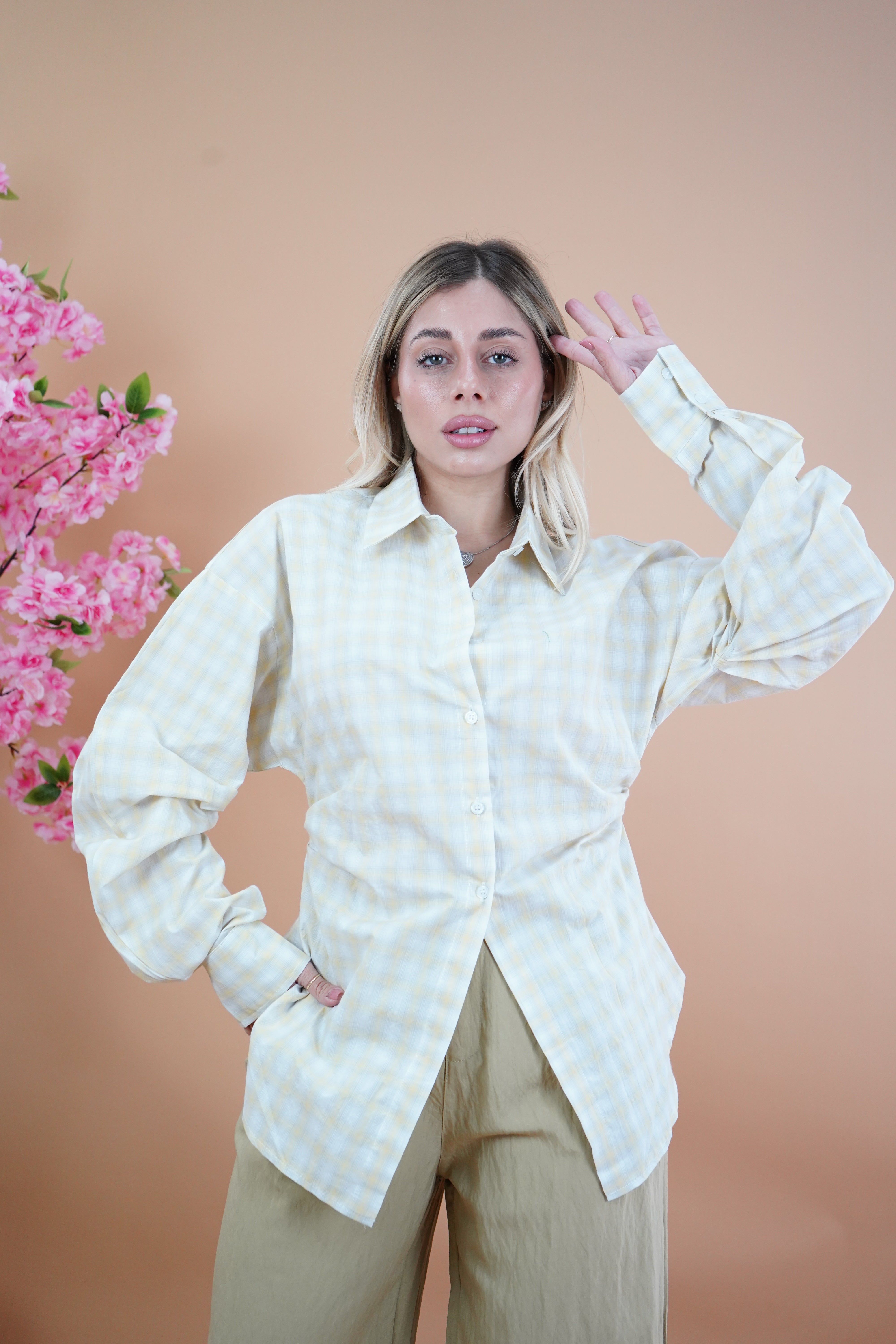 CAMICIA PUNTO VITA QUADRI GIALLA