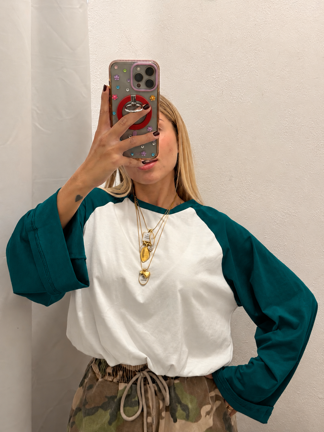 T-SHIRT LONG SLEVEE BICOLOR VERDE
