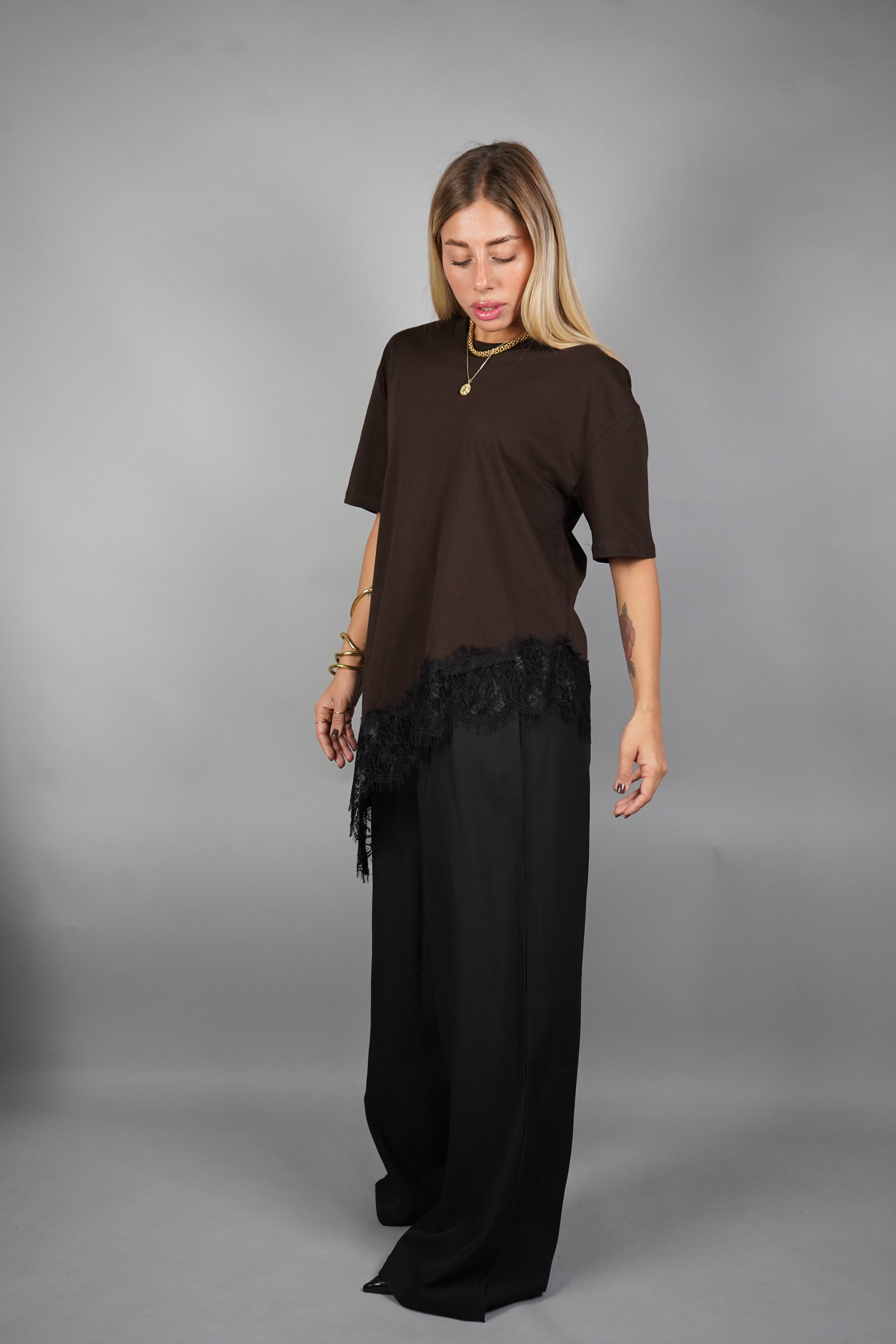 PANTALONE PALAZZO CON CINTURA NERO