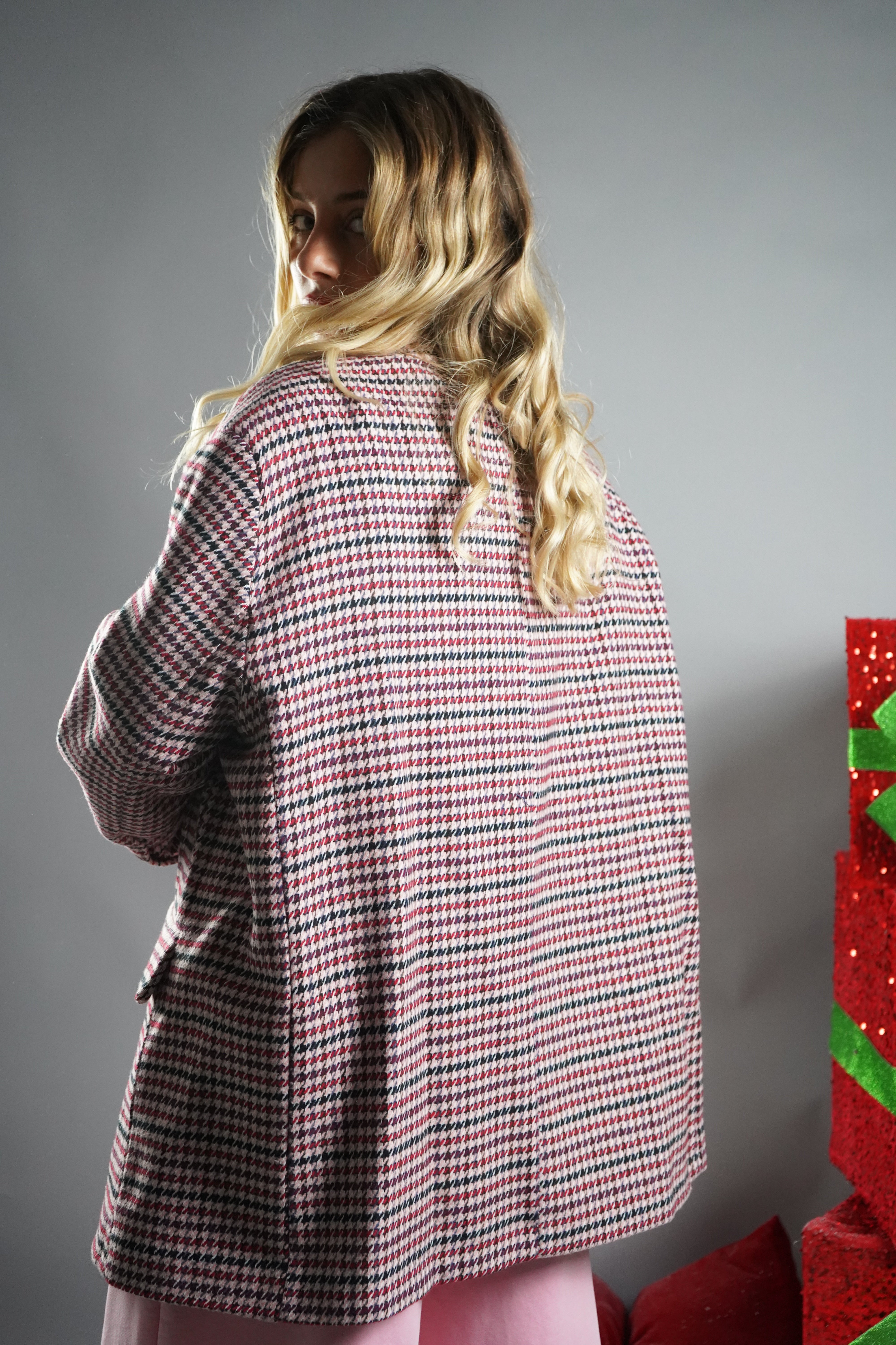 BLAZER PIED DE POULE ROSA