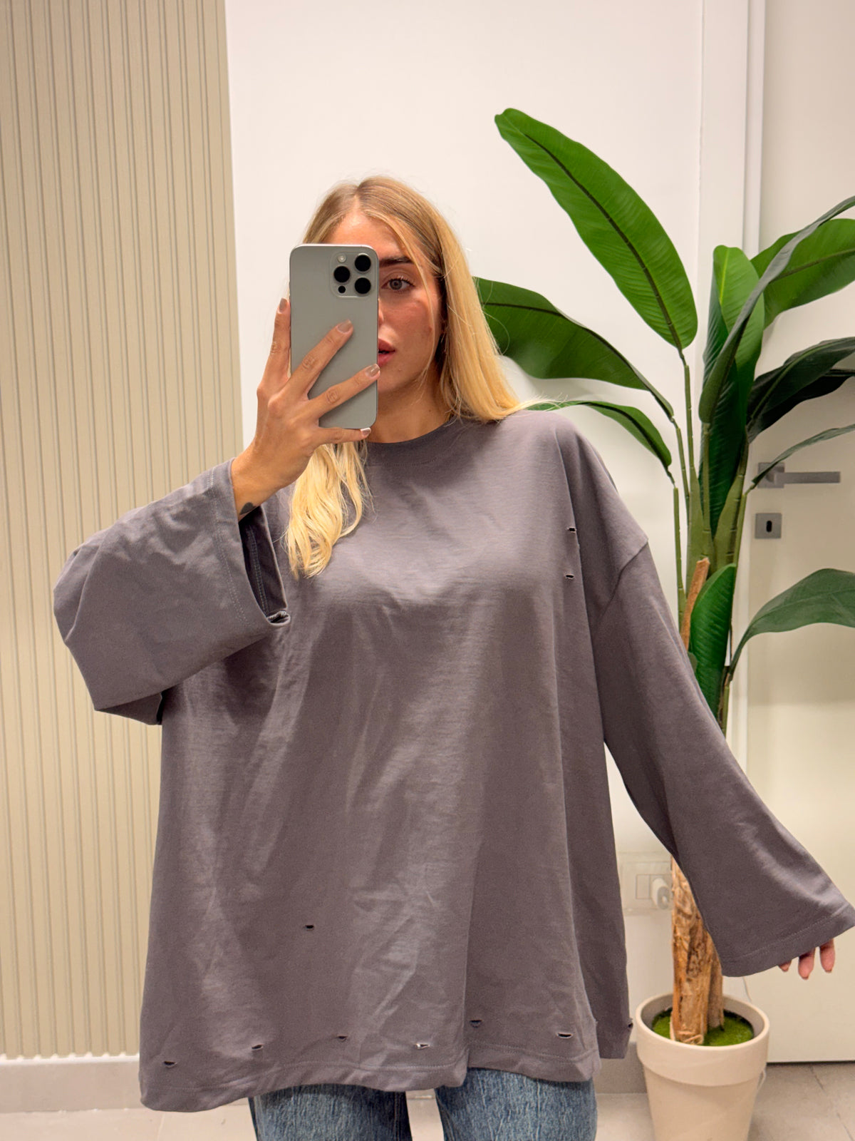 MAXI T-SHIRT BAROCK STRAPPI GRIGIO SCURO