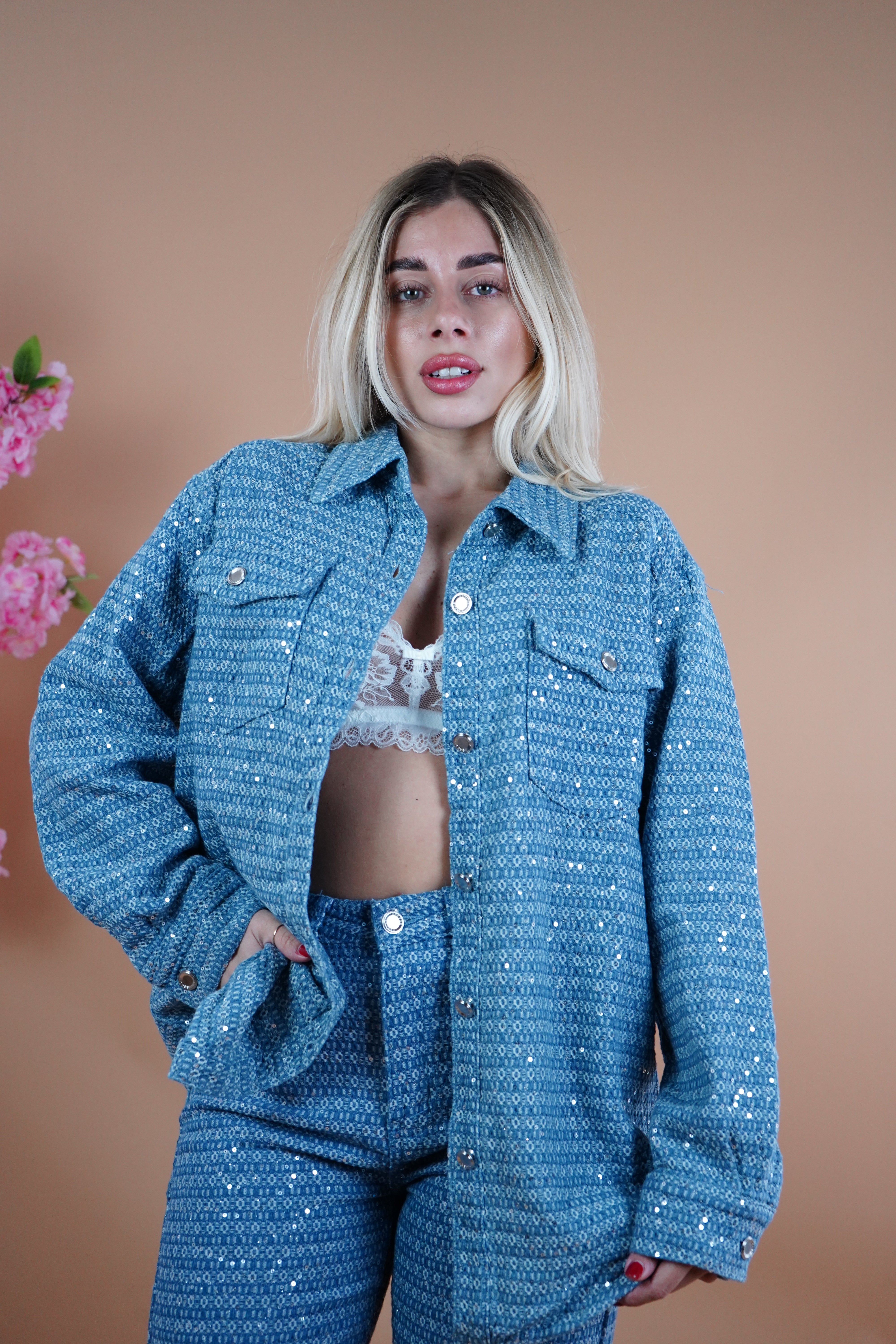 COORDINATO DENIM E PAILLETTES SESE