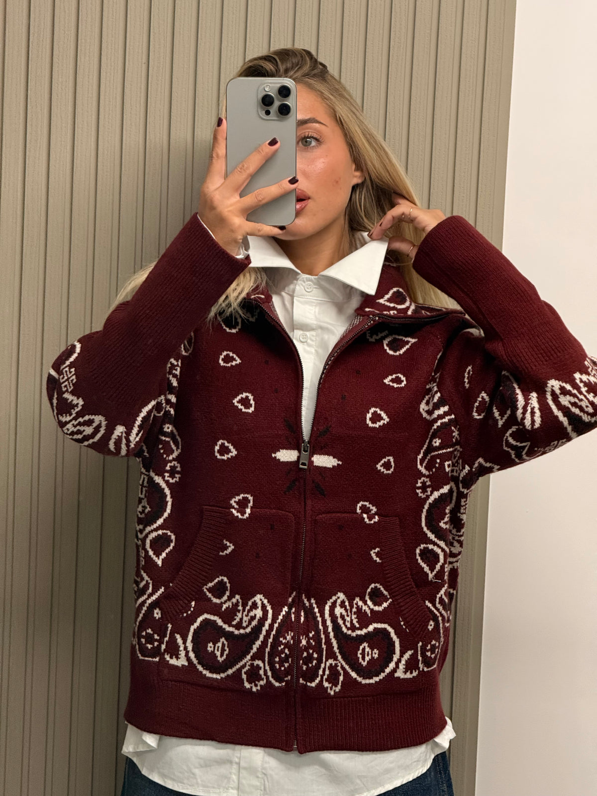 CARDIGAN GINEVRA BORDEAUX