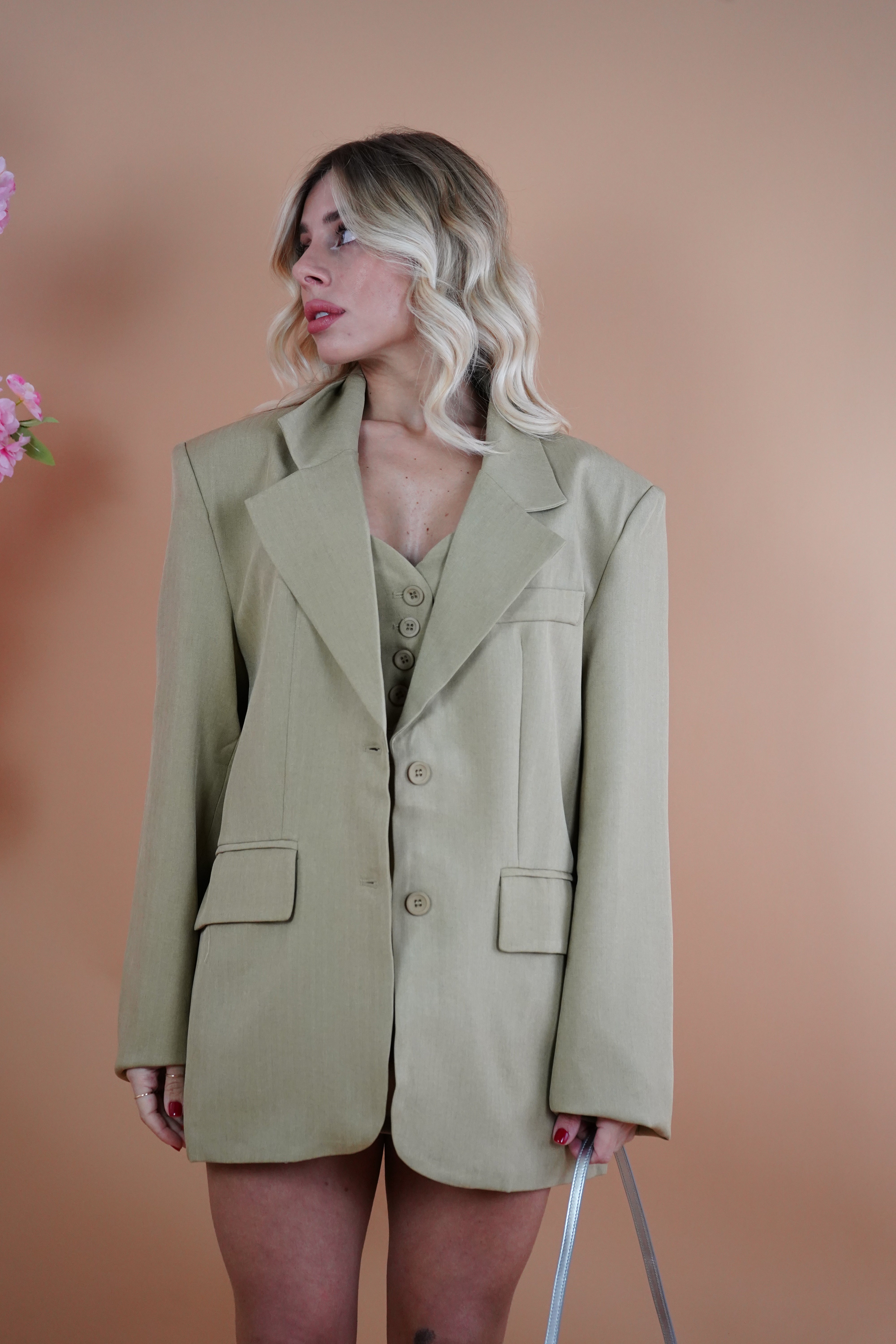 BLAZER OVERSIZE GESSATO BLU