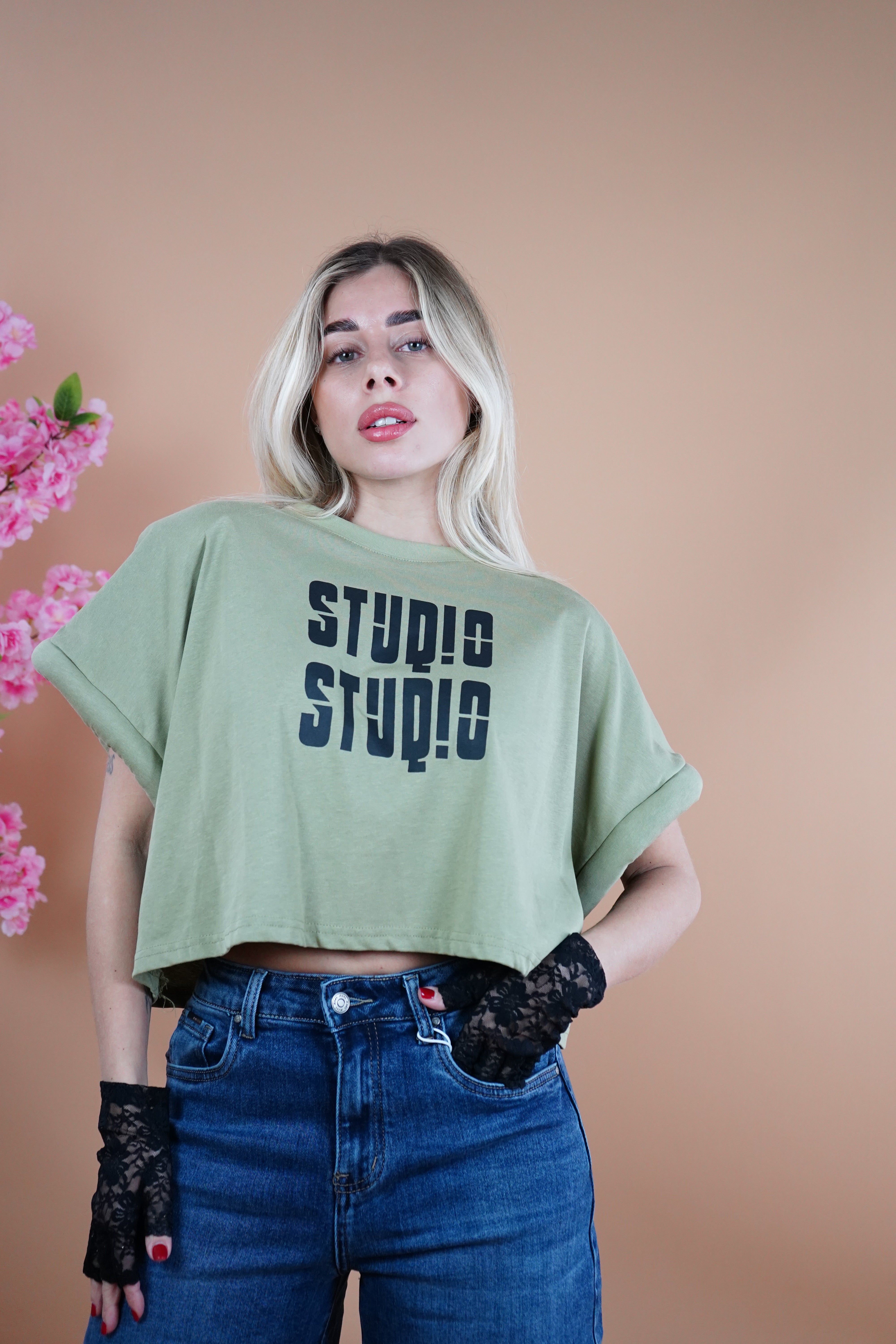 T-SHIRT CROP STUDIO VERDE