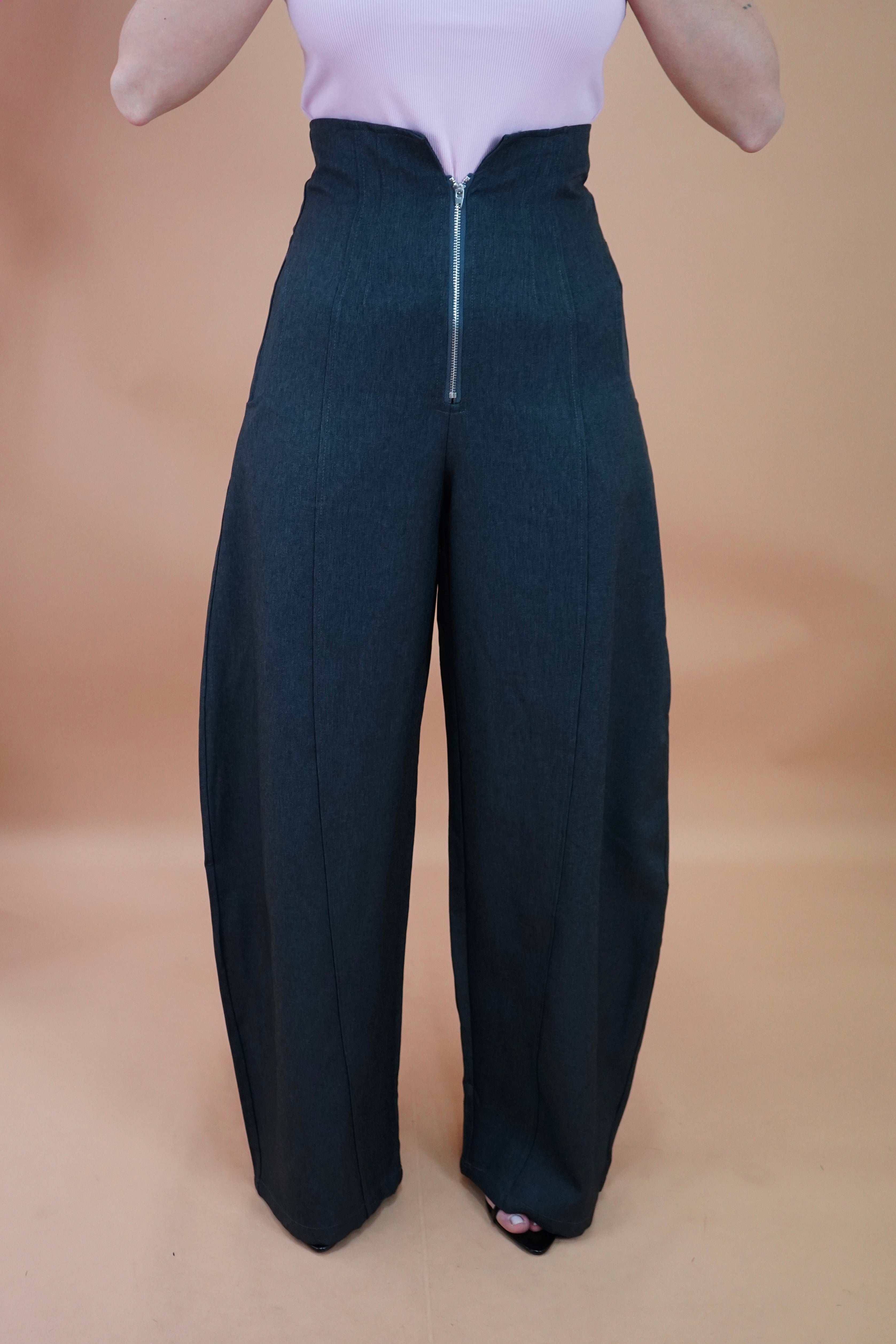 PANTALONE BALLON CON ZIP GRIGIO SCURO