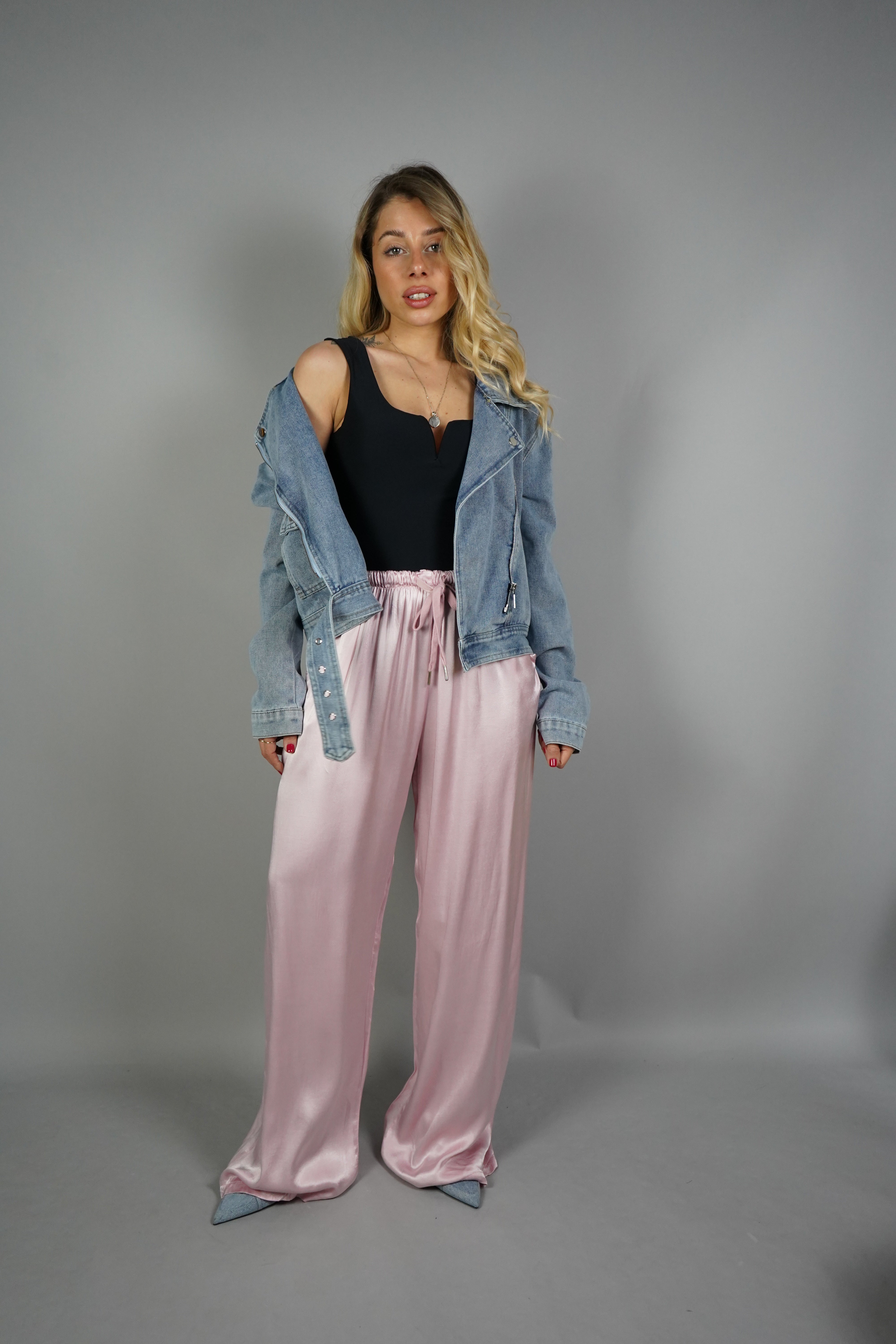 PANTALONE SATIN ROSA