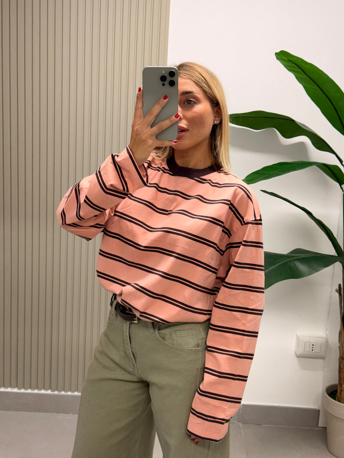 T-SHIRT RIGHE ROSA