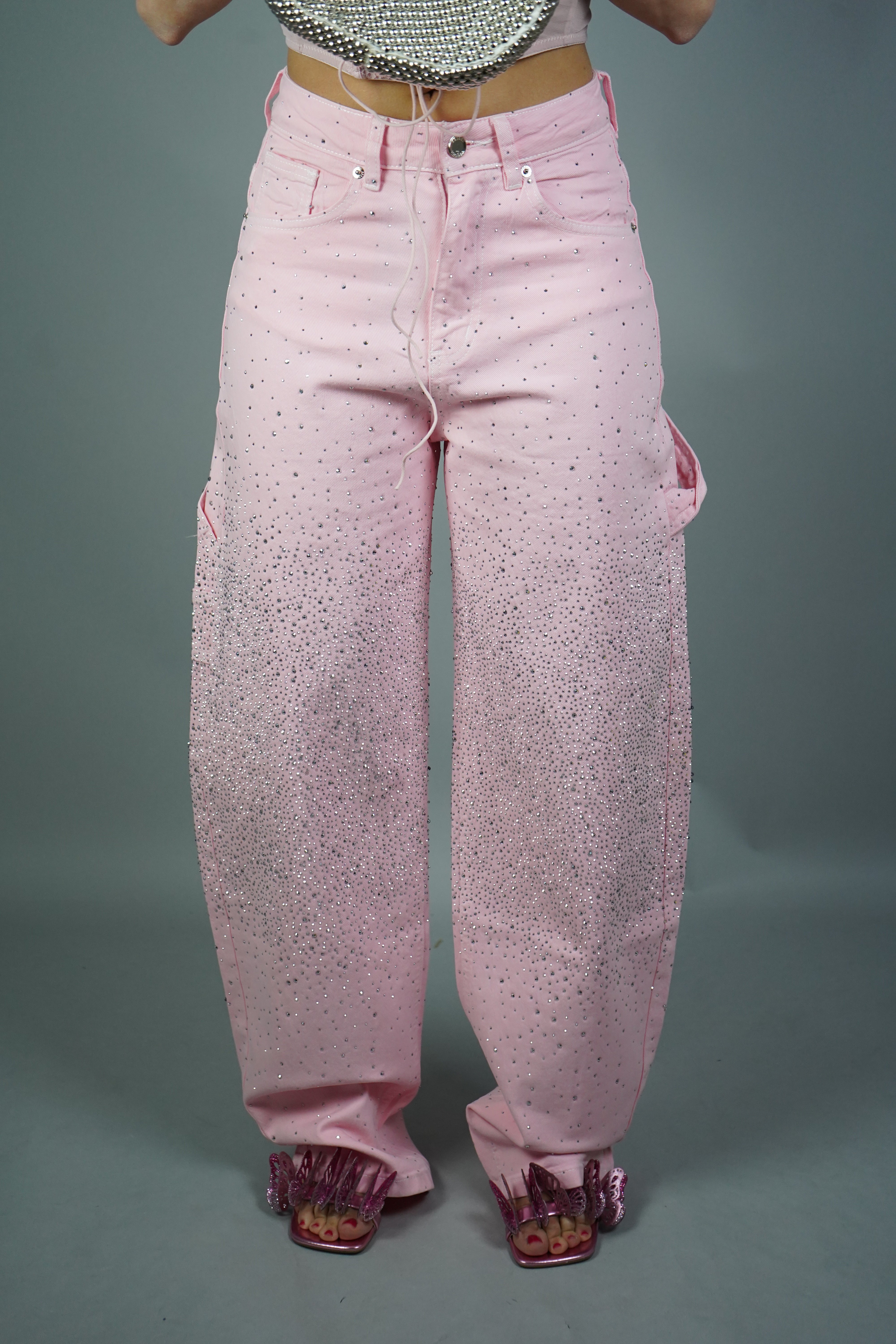 JEANS CARPENTER STRASS ROSA