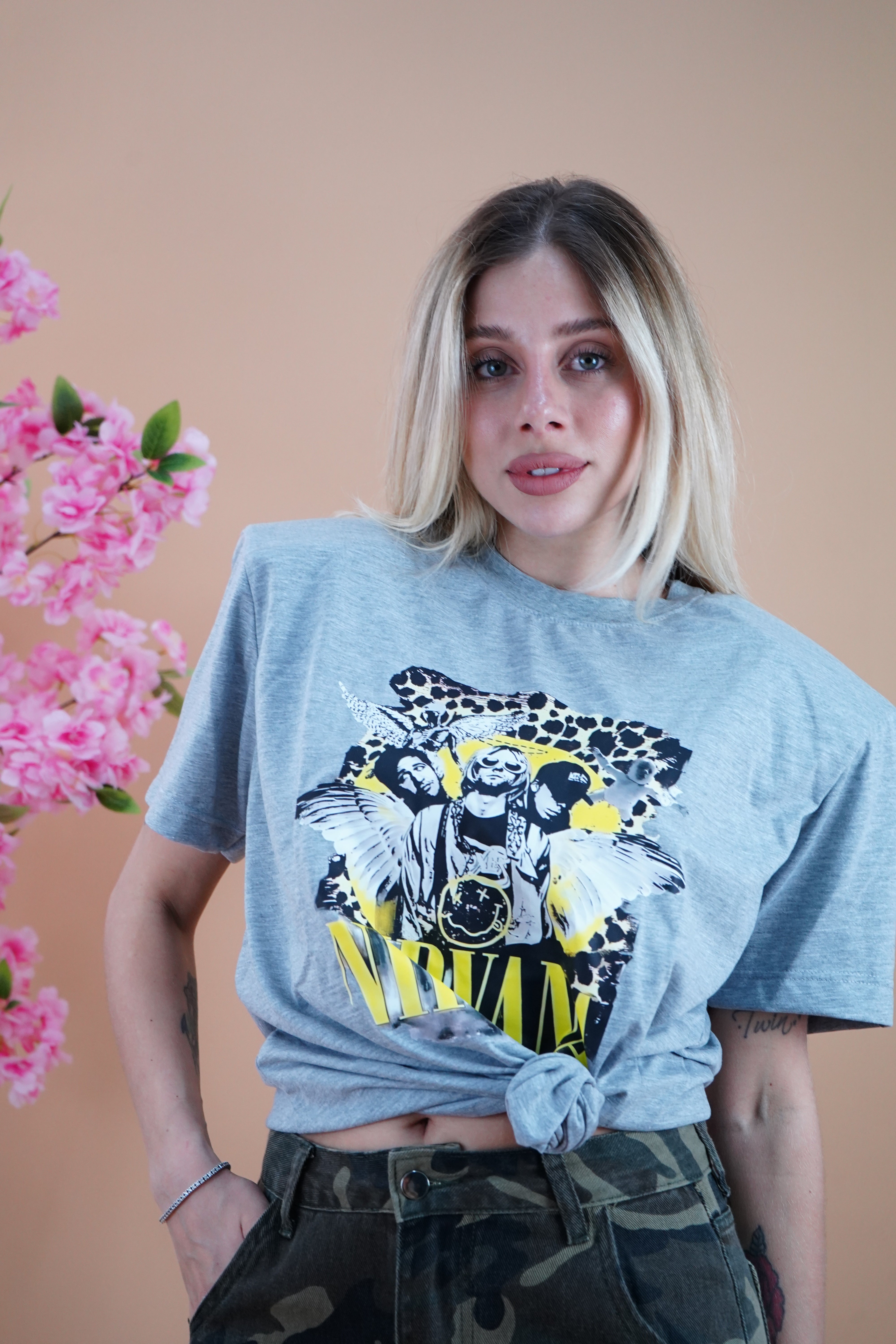 T-SHIRT ROCK NIRVANA GRIGIO
