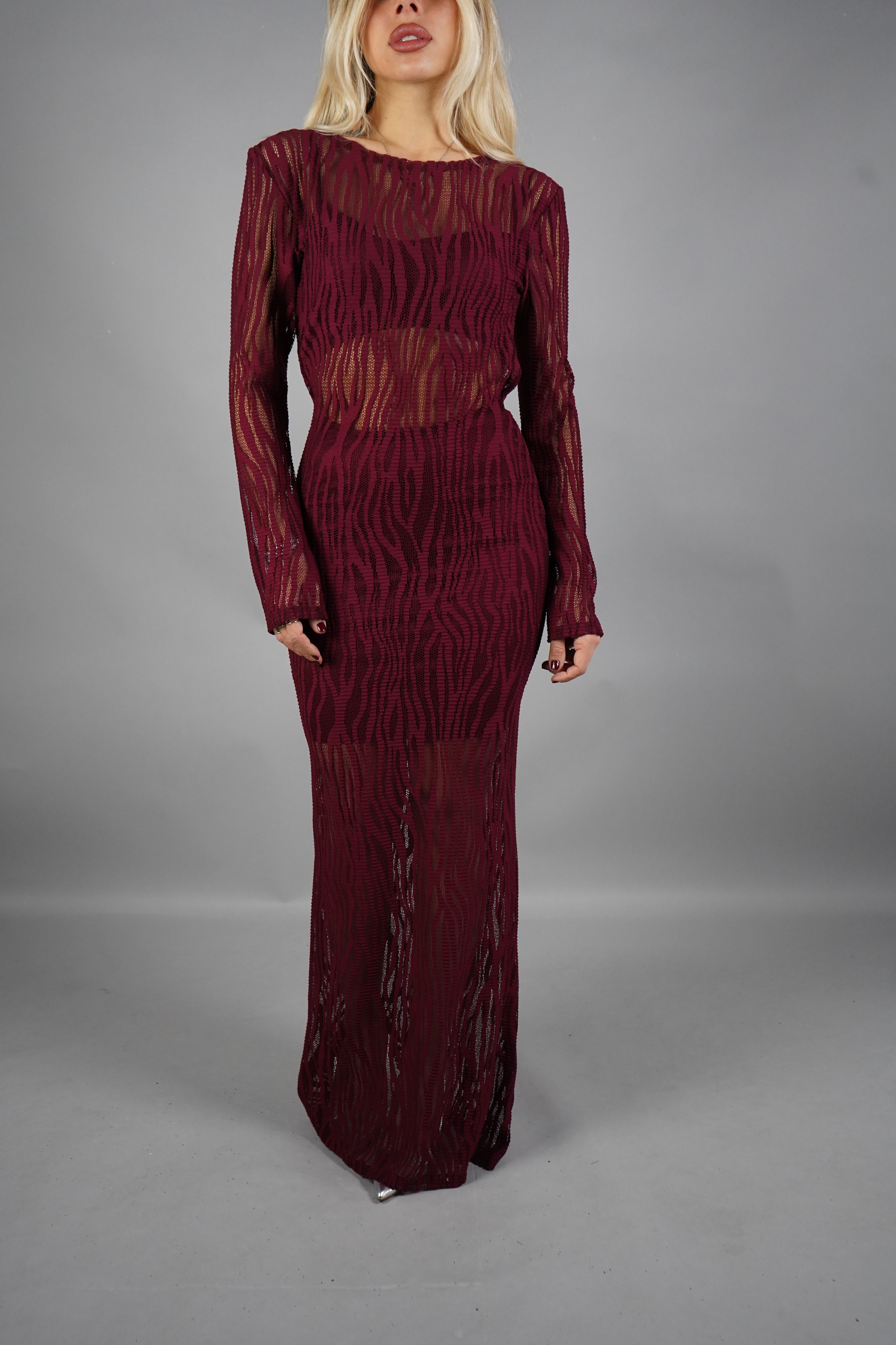 LONG DRESS ONDE BORDEAUX