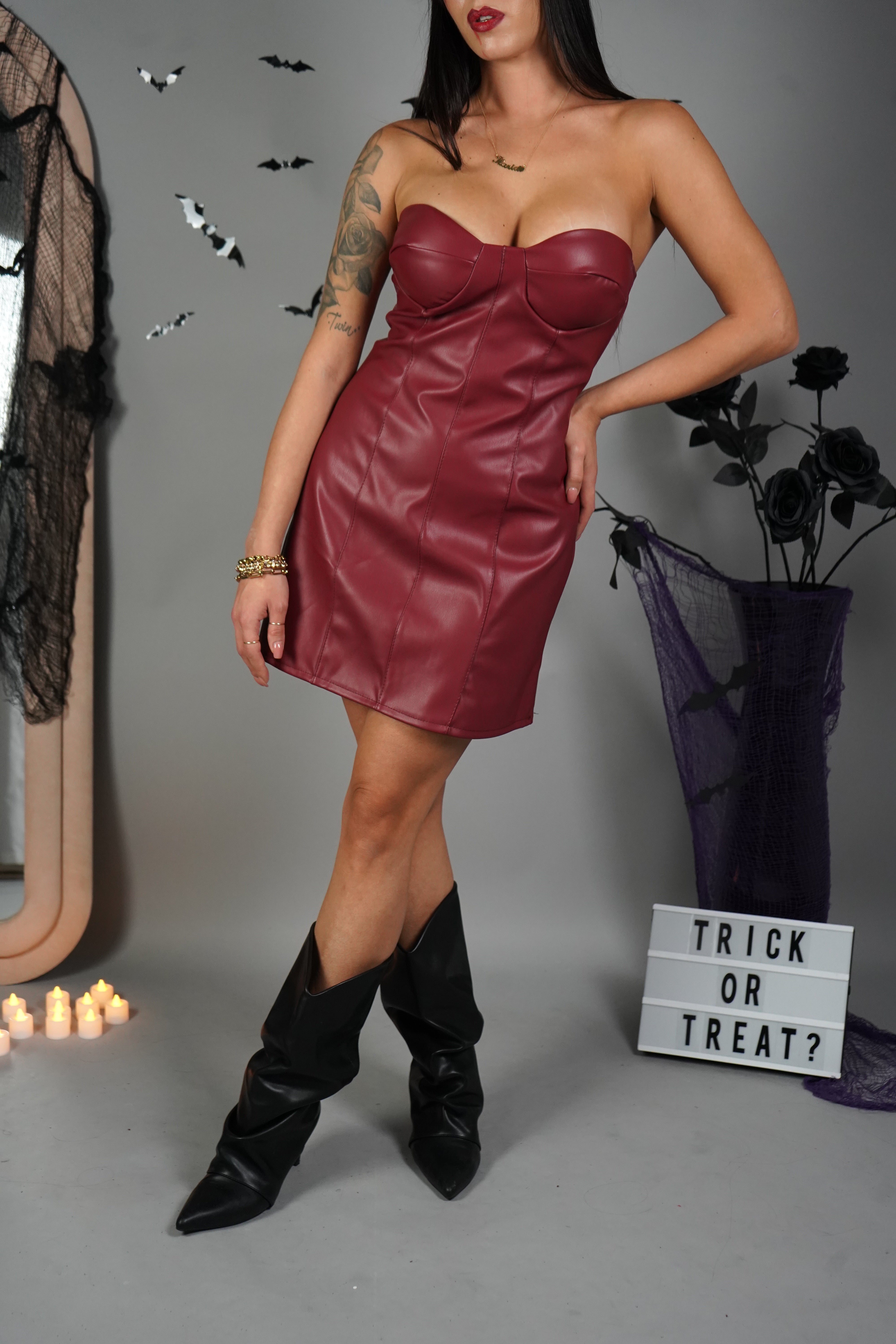 MINI DRESS DRACULA BORDEAUX